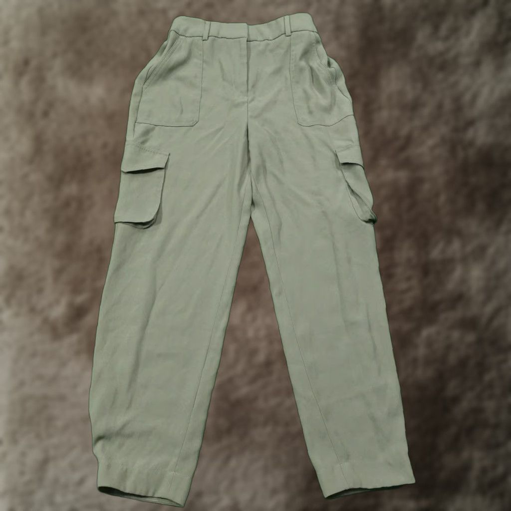 Express Express Pants Womens 2 Olive Green Ankle High Rise Cargo Tapered Leg Size 26" / US 2 / IT 38 - 1 Thumbnail