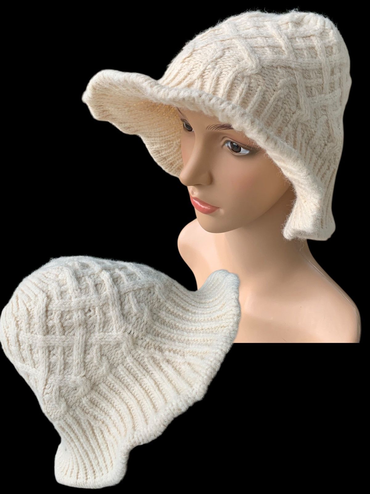 Japanese Brand × Kapital × Vintage Crochet Big Cable Knitted Bucket Hat Japanese Style Size ONE SIZE - 1 Thumbnail