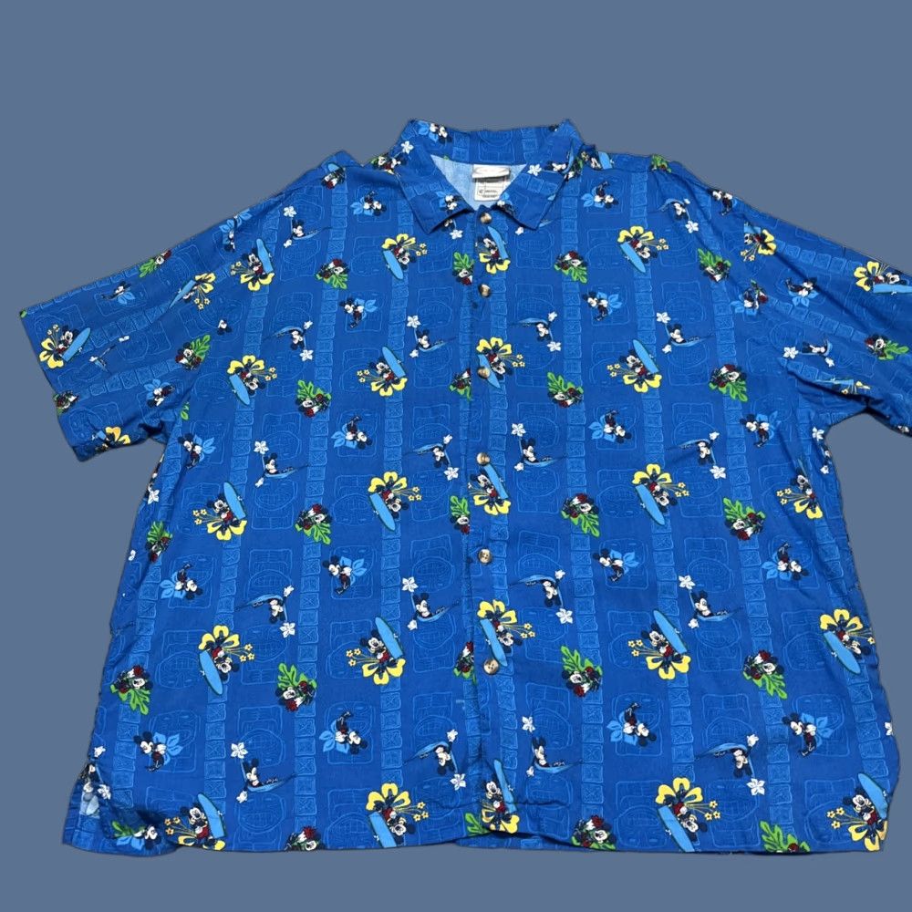 Disney Disney Store Mickey Mouse Hawaiian Shirt Mens XL Blue Floral Authentic Original Size US XL / EU 56 / 4 - 1 Thumbnail