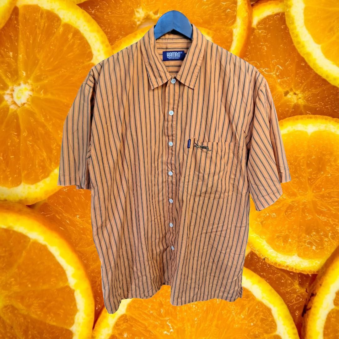 Other Kamro Orange and Blue Striped Short Sleeve Shirt Size Large Size US L / EU 52-54 / 3 - 1 Thumbnail