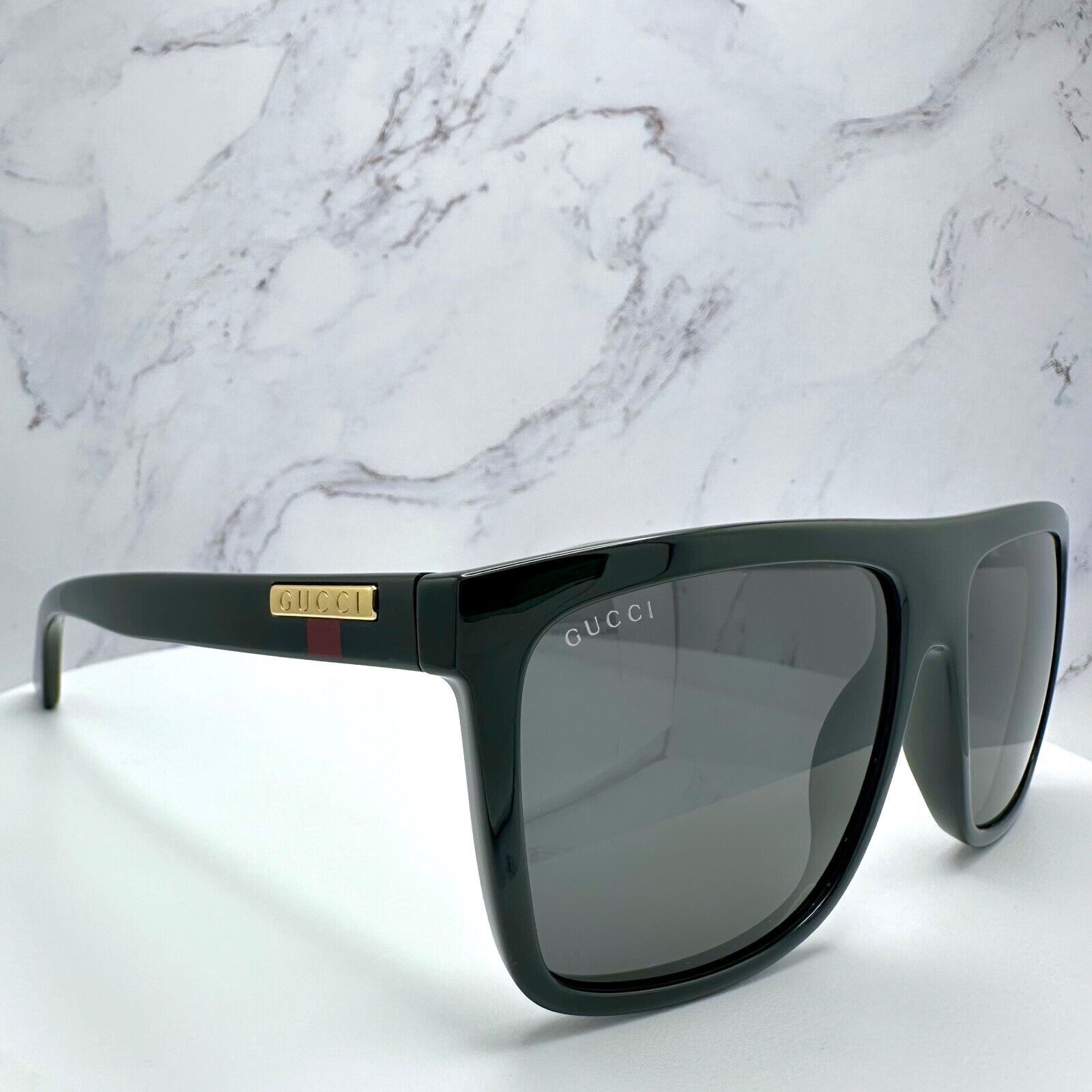 Gucci New GUCCI Sunglasses Black Square Aviator Gold Plate Size ONE SIZE - 14 Thumbnail