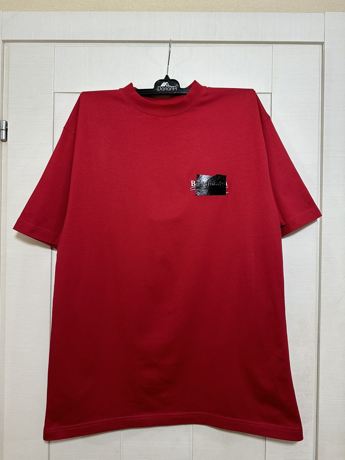 Balenciaga Red Gaffer Logo Printed Cotton T Shirt Size US XS / EU 42 / 0 - 1 Thumbnail