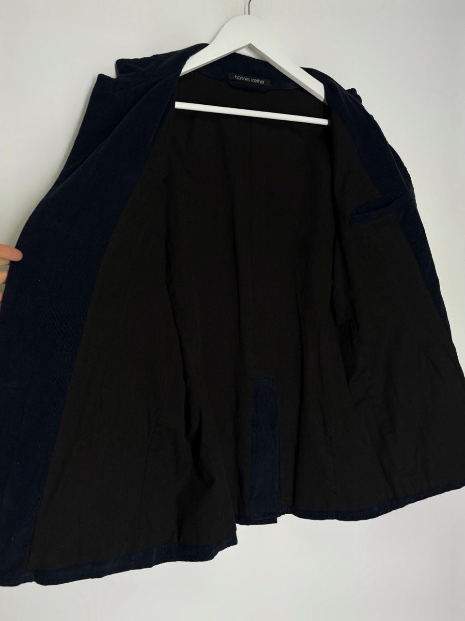 hannes roether Hannes Roether Navy Blue Corduroy Jacket With Black Pockets Size US M / EU 48-50 / 2 - 18 Thumbnail
