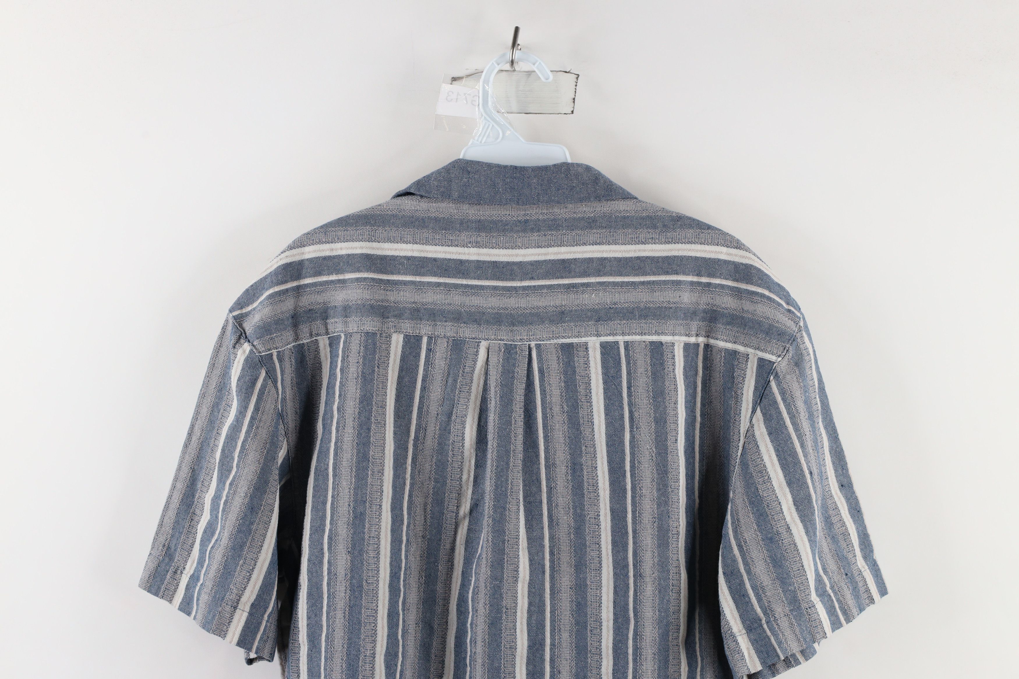 Vintage Vintage 90s Streetwear Linen Blend Camp Collar Button Shirt Size US L / EU 52-54 / 3 - 8 Thumbnail