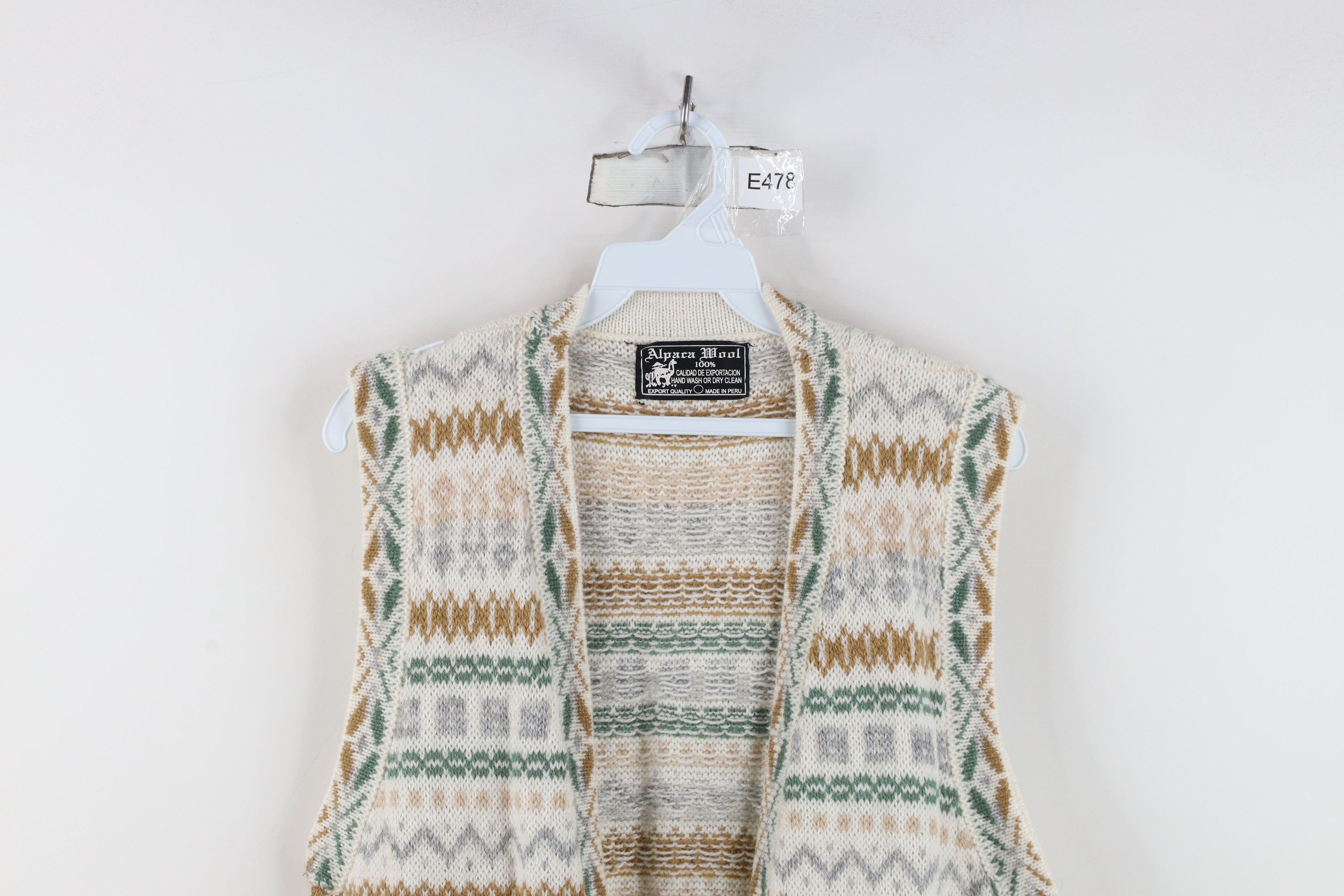 Vintage Vintage 90s Wool Knit Fair Isle Open Front Cardigan Sweater Size M / US 6-8 / IT 42-44 - 2 Thumbnail