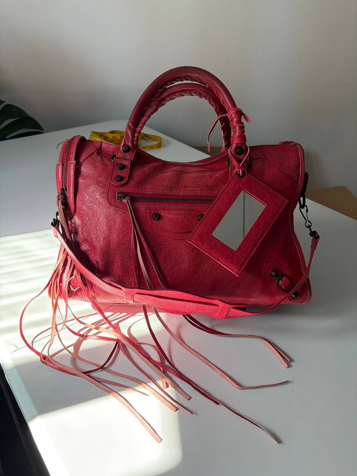 Balenciaga 2012 BALENCIAGA Rose Jaipur Lambskin Leather Motorcycle City Size ONE SIZE - 2 Thumbnail