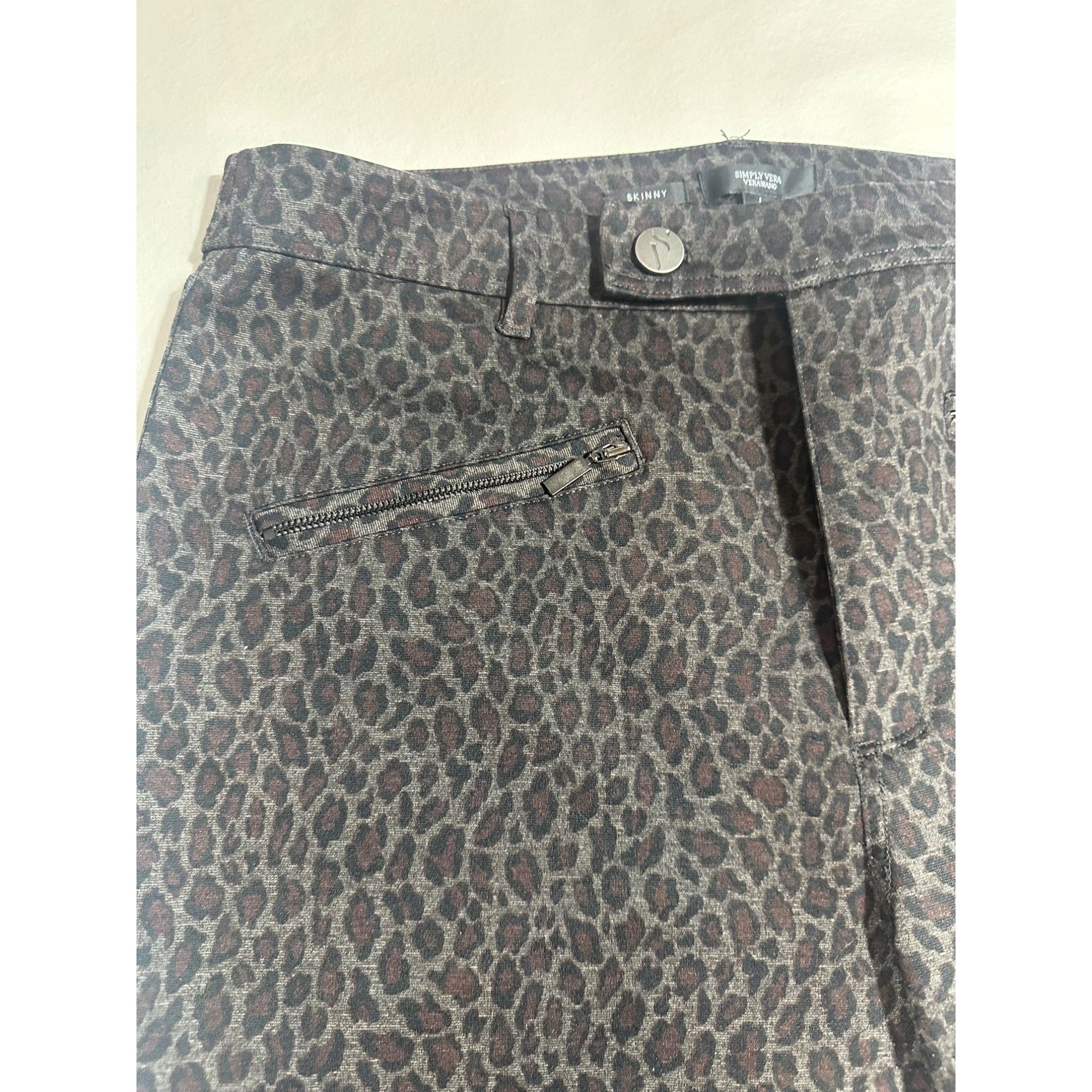 Other Simply Vera Wang Skinny Pants, Brown Black Animal Print Leop Size 34" / US 12 / IT 48 - 3 Thumbnail