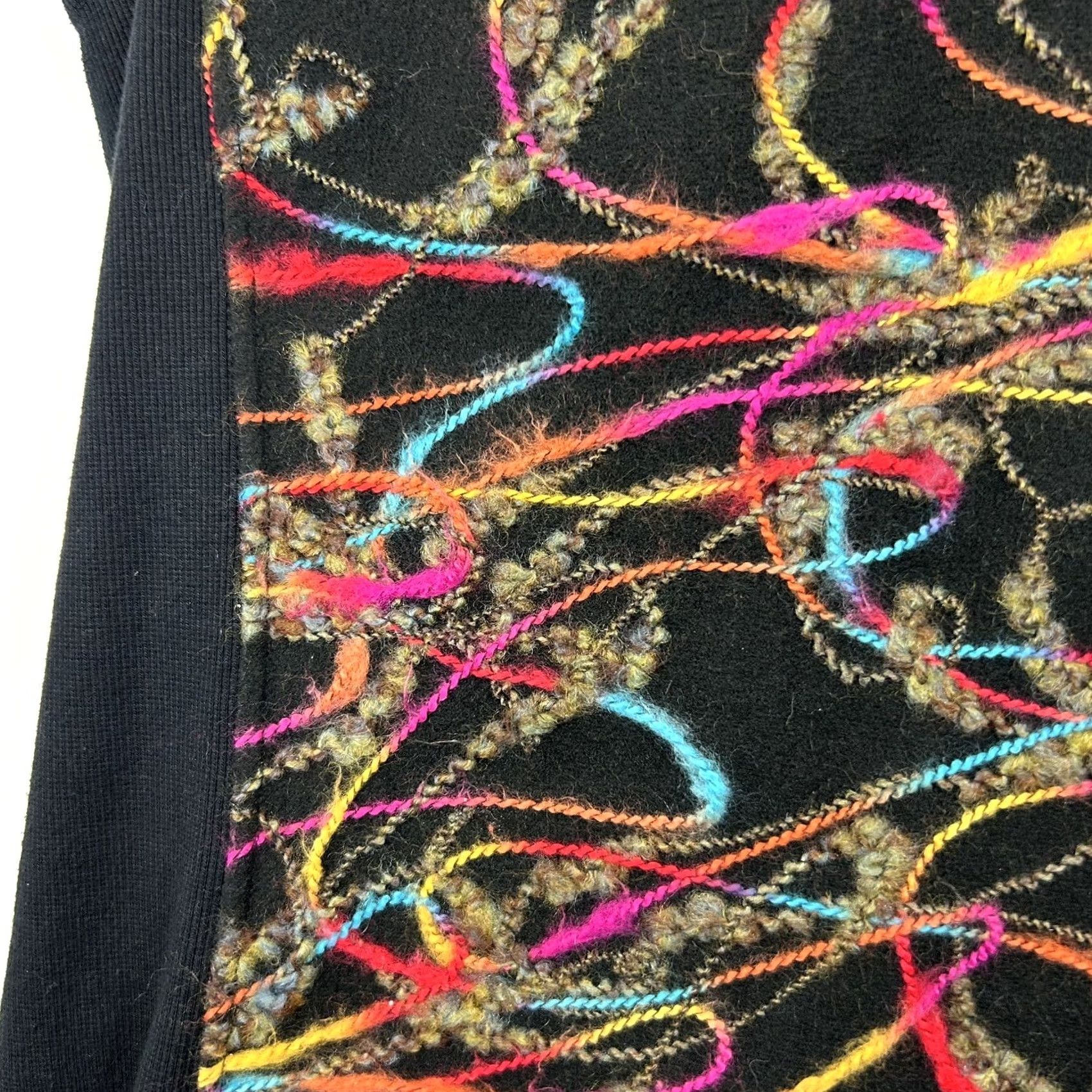 Coldwater Creek Art to Wear Vest Womens L Black Zip Textured Yarn Old Money Artsy Size L / US 10 / IT 46 - 7 Thumbnail