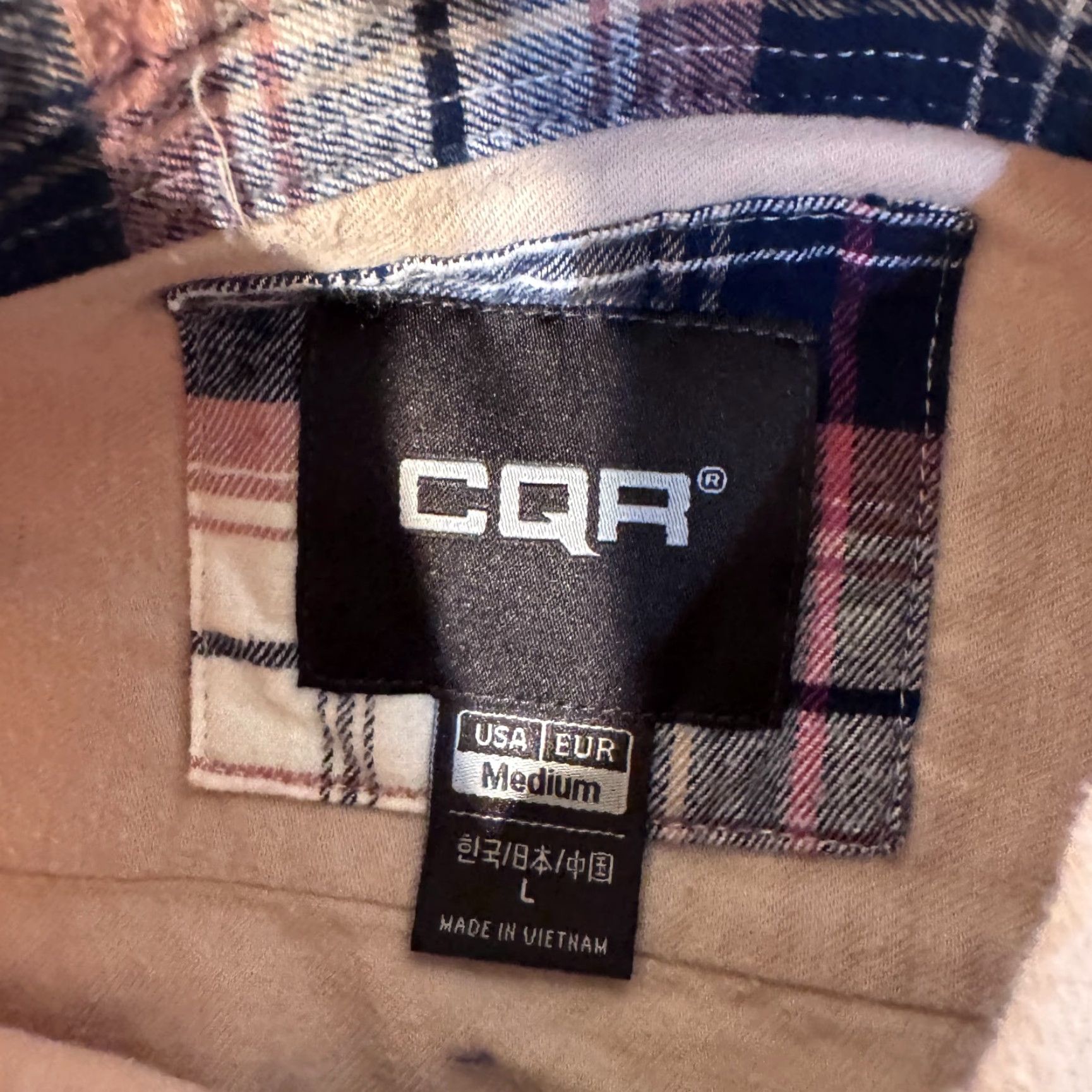 Vintage CQR Beige Tan Flannel - M Womens Long Sleeve Button Up Shirt Size M / US 6-8 / IT 42-44 - 2 Thumbnail