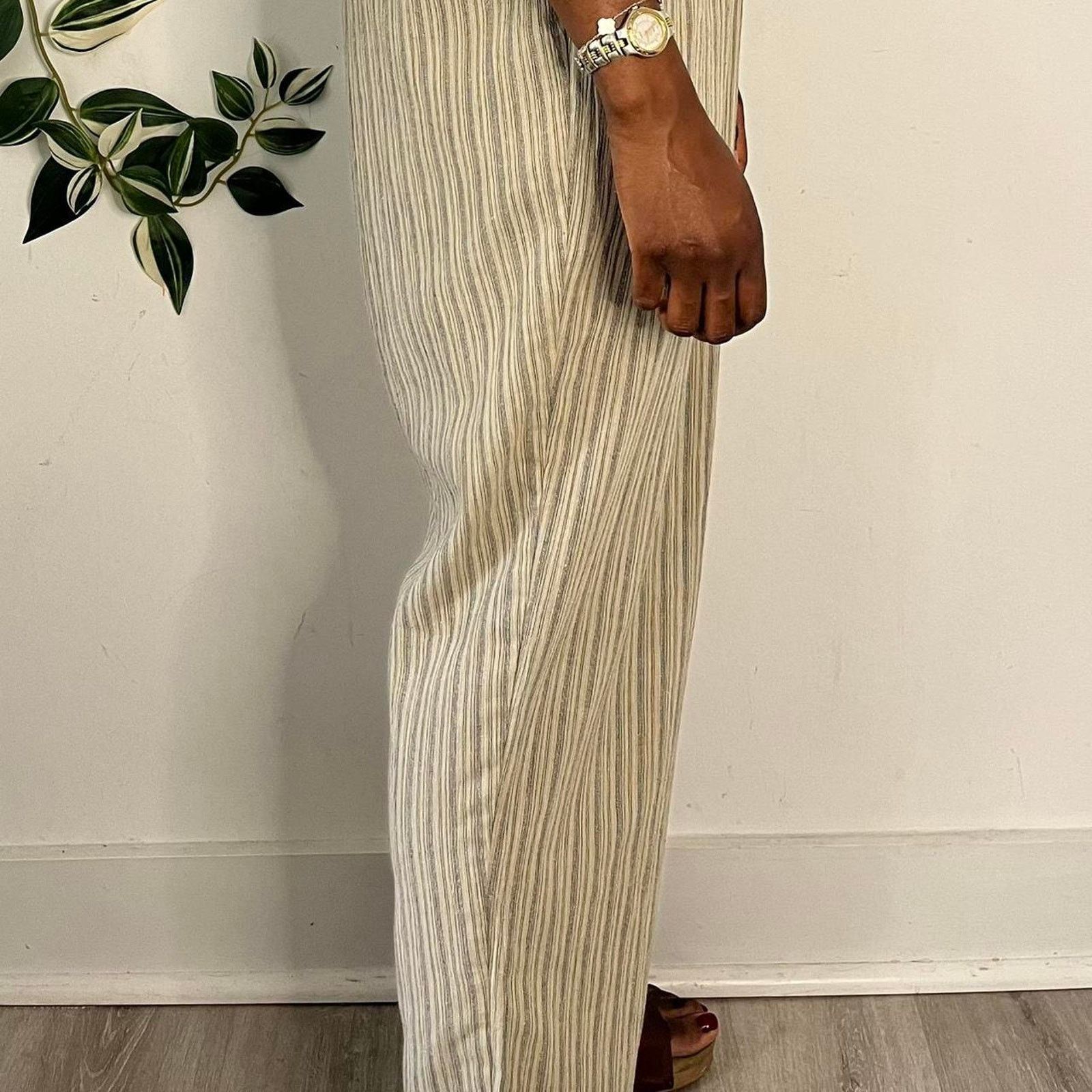Other Vintage stripped linen pants Size 30" / US 8 / IT 44 - 2 Thumbnail