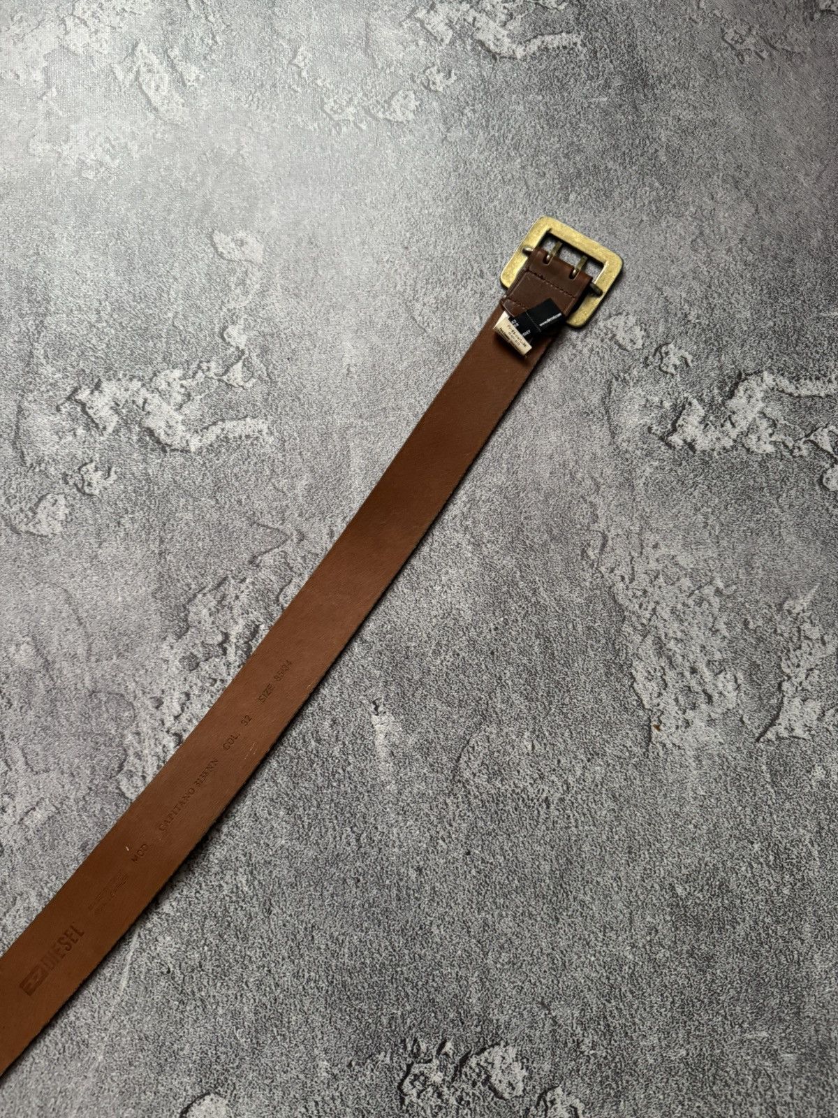 Diesel × Diesel Black Gold Diesel 100cm vintage brown leather belt biker Size ONE SIZE - 9 Thumbnail