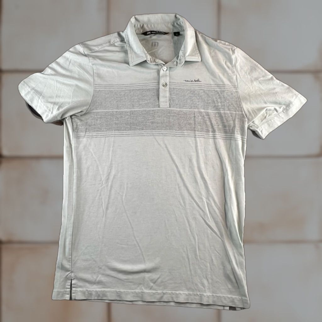TravisMathew Travis Mathew Polo Shirt Mens M Green Striped Golf Modern Logo Short Sleeve Shirt Size US M / EU 48-50 / 2 - 1 Thumbnail