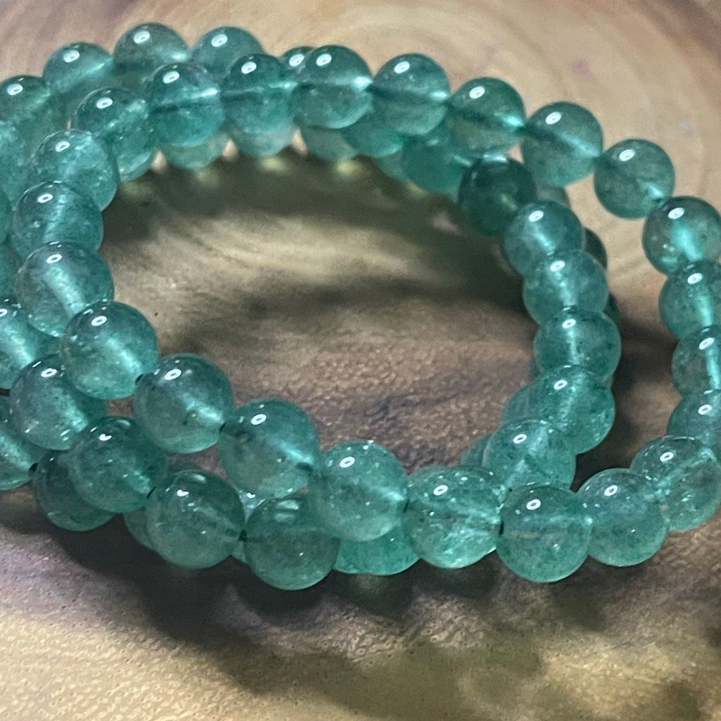 Other Green strawberry quartz beaded stretch bracelet 6mm 7.5”new Size ONE SIZE - 5 Thumbnail