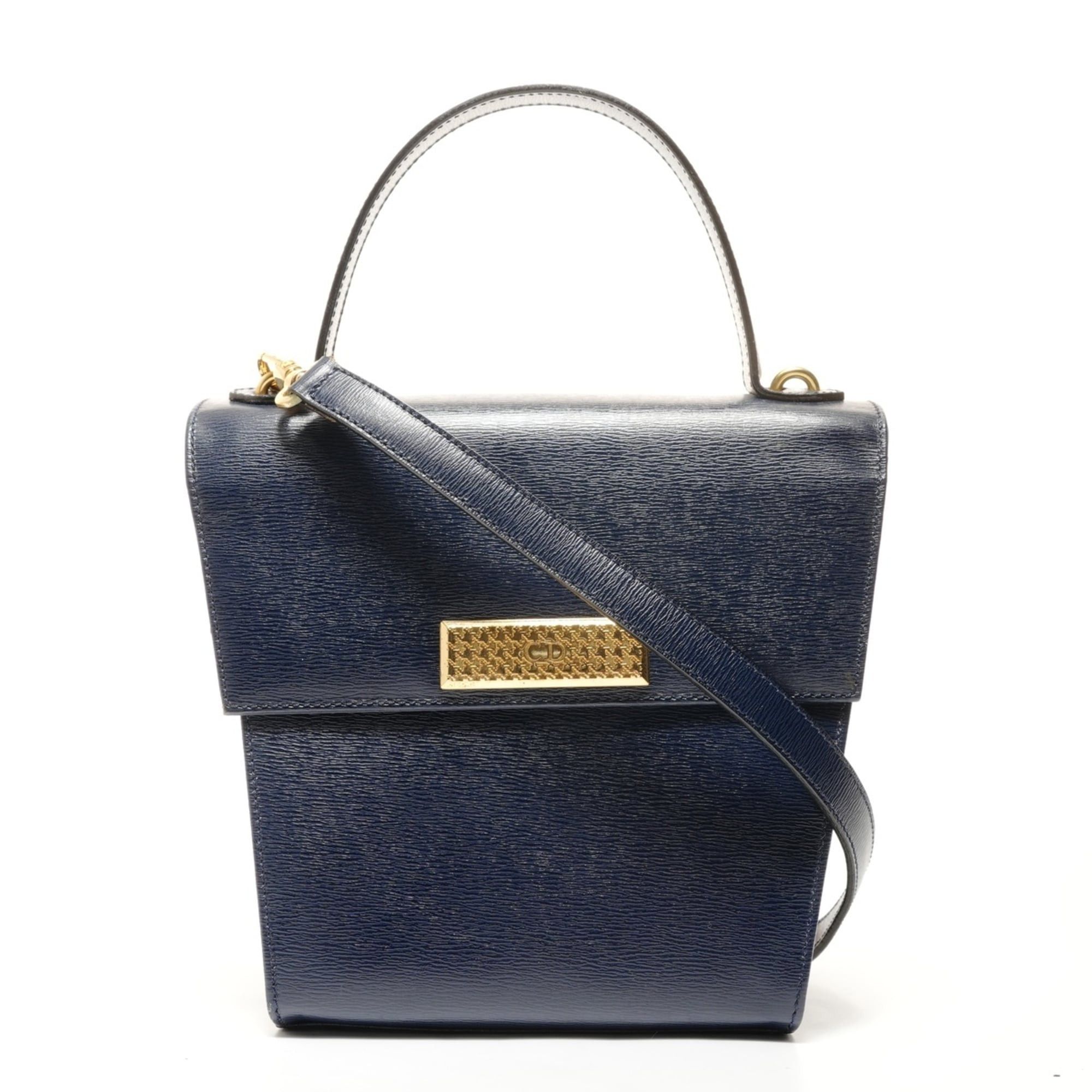 Dior Christian Dior Leather 2-Way Handbag, Navy Size ONE SIZE - 1 Thumbnail