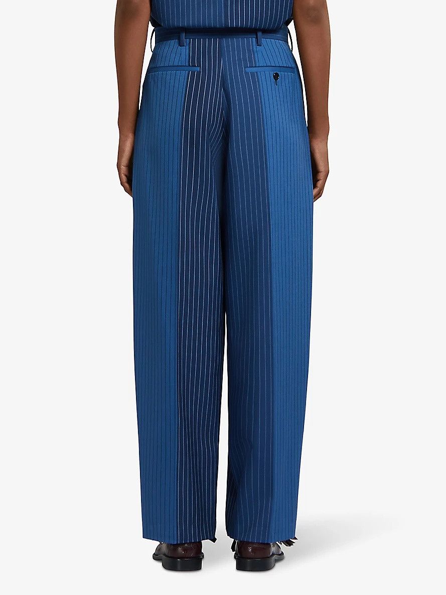 Marni o1w1db10125 Pinstriped Straight Pants in Blue Size 30" / US 8 / IT 44 - 3 Thumbnail