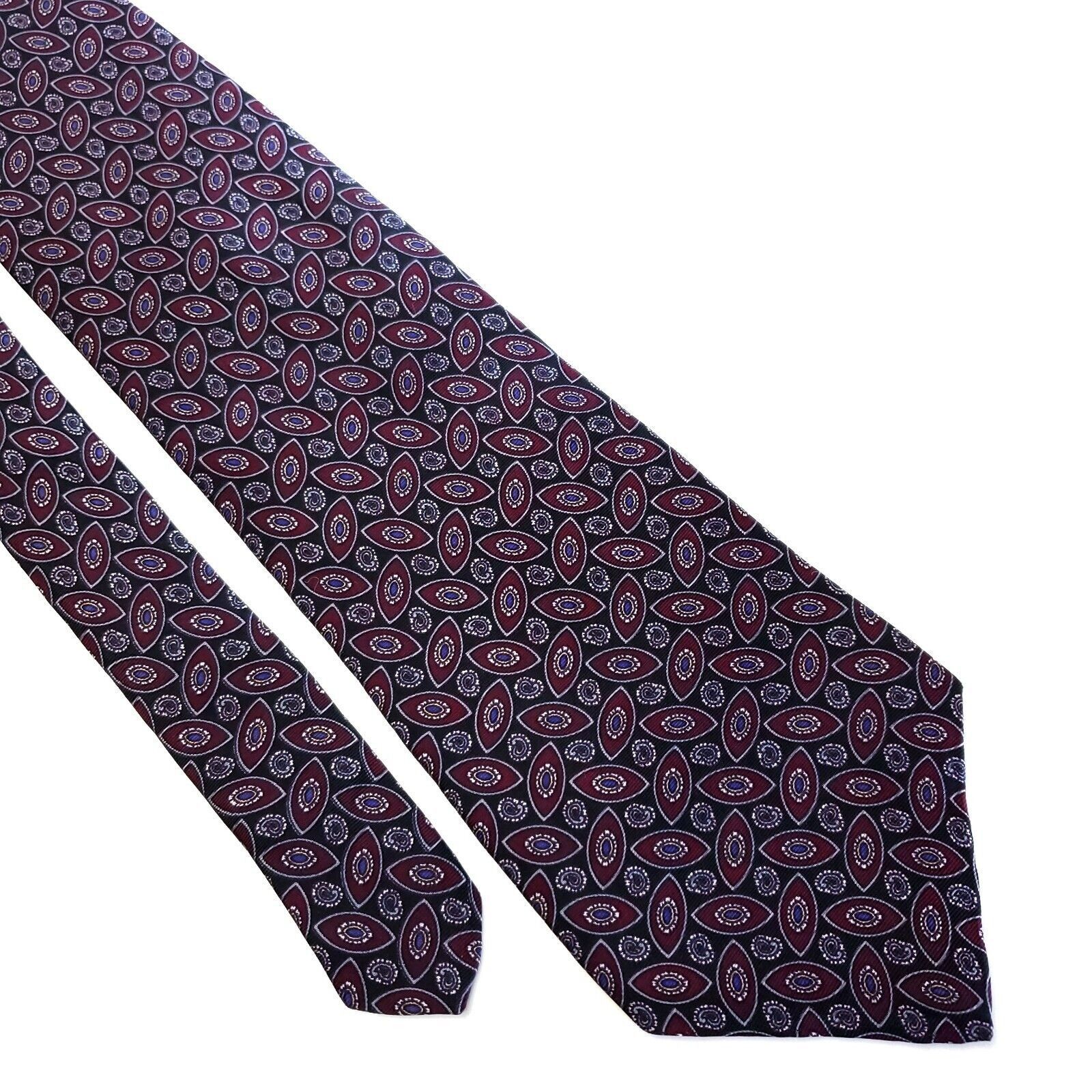 Stafford Stafford Black Purple Print Geometric Short Wide Silk Tie Size ONE SIZE - 1 Thumbnail