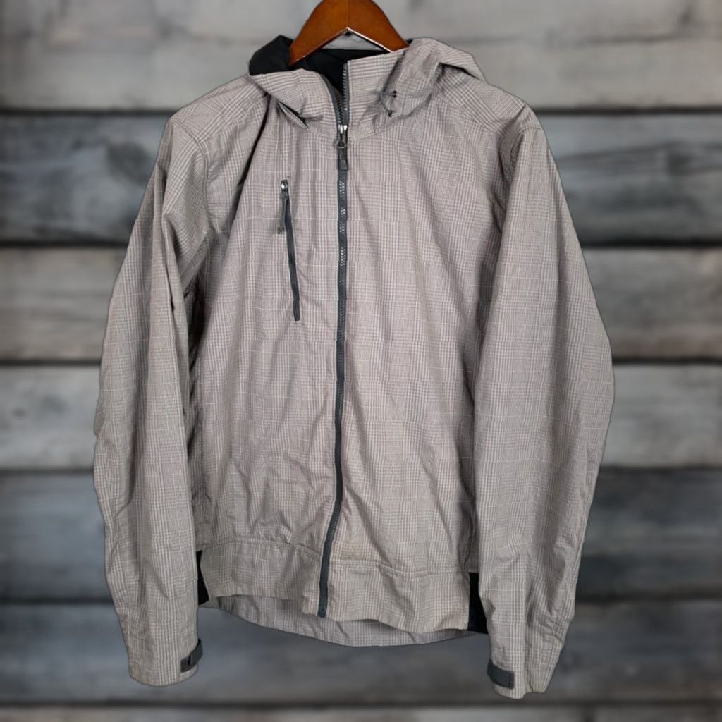 The North Face The North Face Jacket Mens L Gray Mauve Check Pattern Cotton Blend Hooded Short Zip Pockets Full Zip Anorak 90s Retro Vintage N/A Size US L / EU 52-54 / 3 - 1 Thumbnail