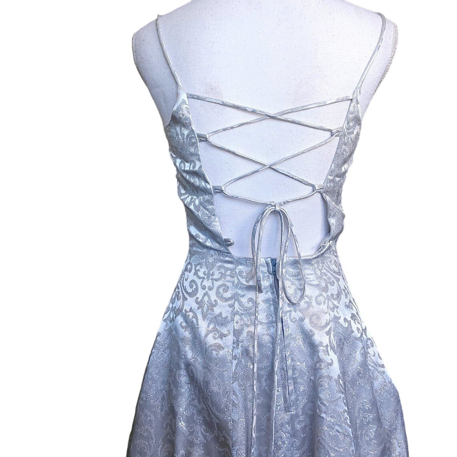 Vintage Y2K 2000s Sz 2 4 Silver Prom Dress Formal Gown Laceup Back P Size XS / US 0-2 / IT 36-38 - 7 Thumbnail