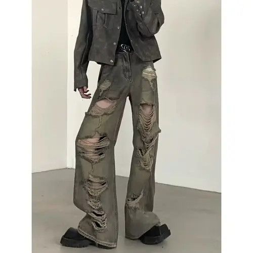 VIBE Distressed Flared Jeans, Ripped Stacked Jeans Size US 30 / EU 46 - 8 Thumbnail