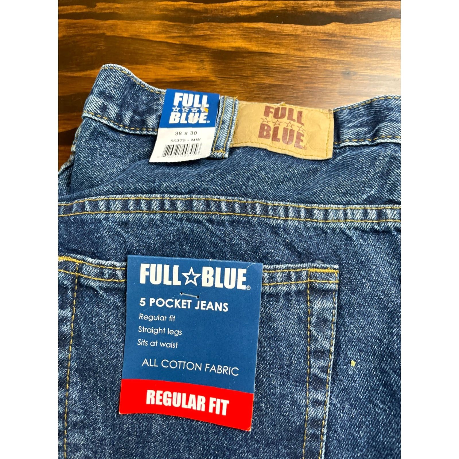 Vintage Full Blue Jeans Men 38x30 Denim 5 Pocket Straight Leg NEW Jeans Regular Mens Shoes No Size US 38 / EU 54 - 5 Thumbnail