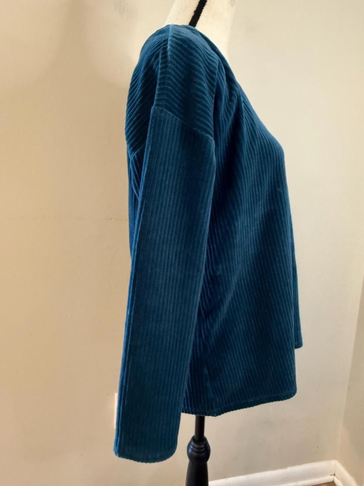 Other J. Jill teal plush ribbed V neck sweatshirt sweater SZ SM Size S / US 4 / IT 40 - 2 Thumbnail