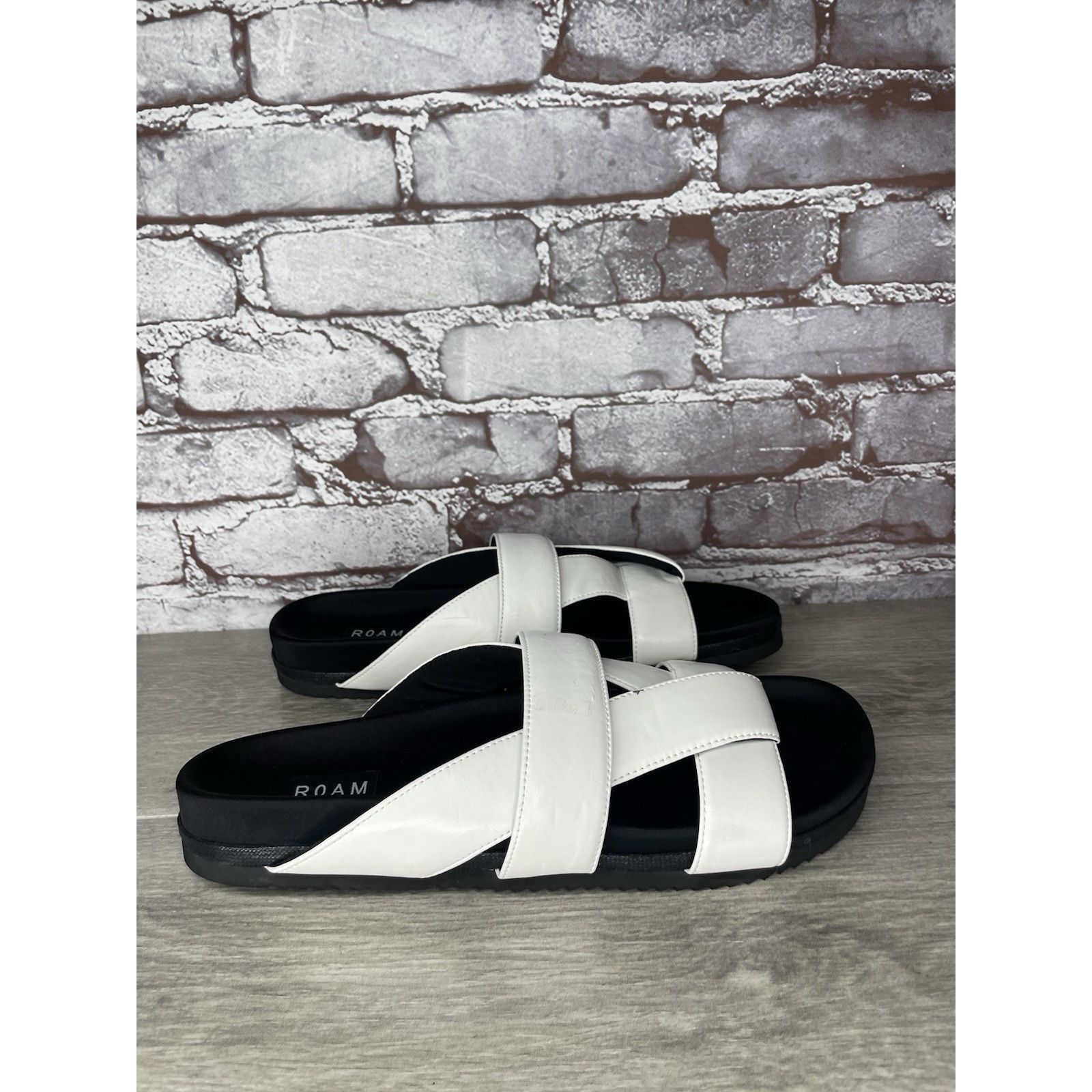 ROA Roam White Leather Ribbon Open Toe Straps Slides Sandals Wom Size US 10.5 / IT 40.5 - 13 Thumbnail