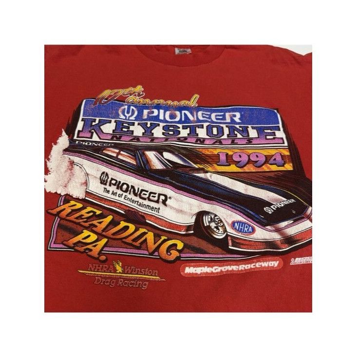 Vintage Vintage 90s NHRA Drag Racing T Shirt Mens XL Red Single Stit Size US XL / EU 56 / 4 - 5 Thumbnail
