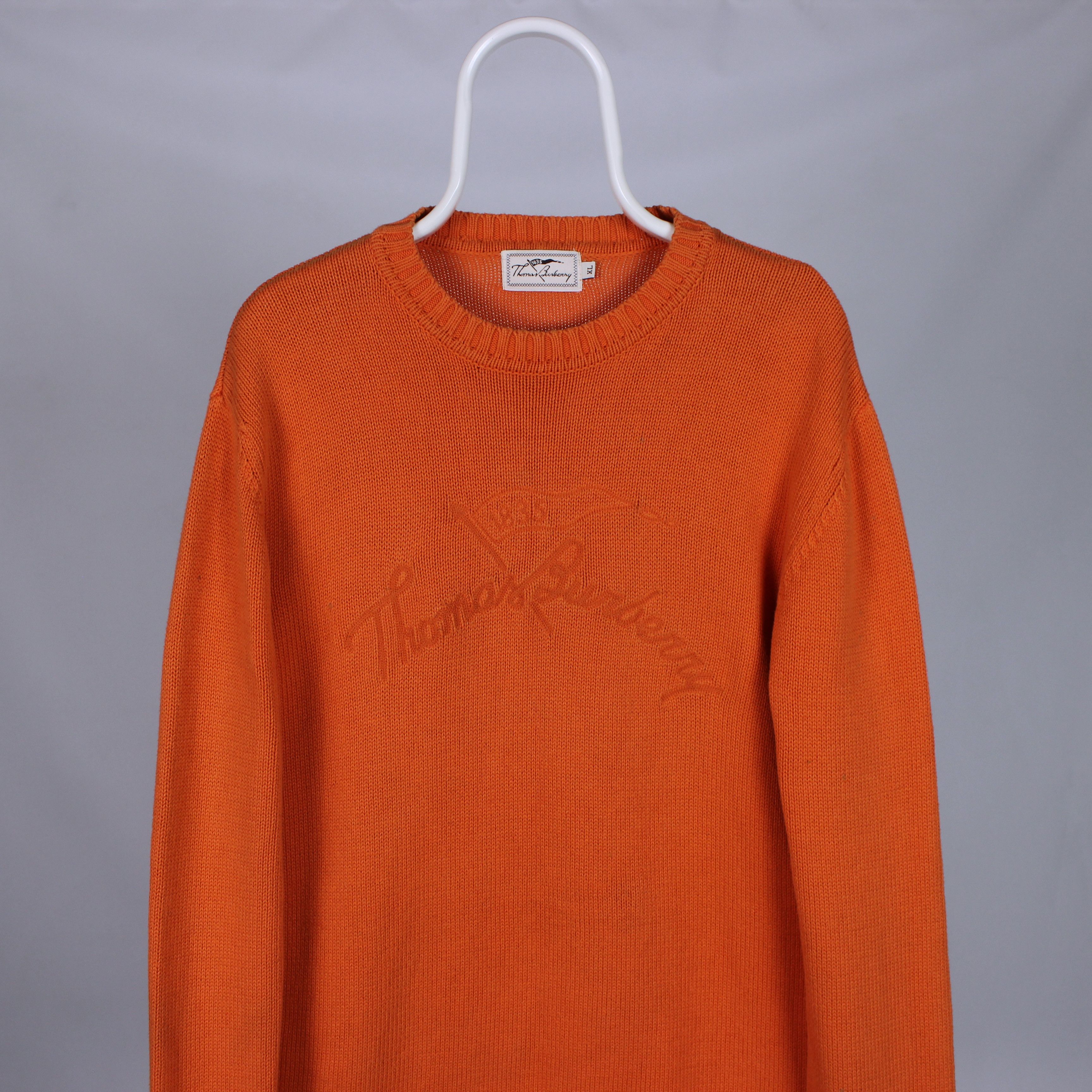 image of Thomas Burberry Vintage Sweater Big Logo Rarity L XL in Orange, Men's