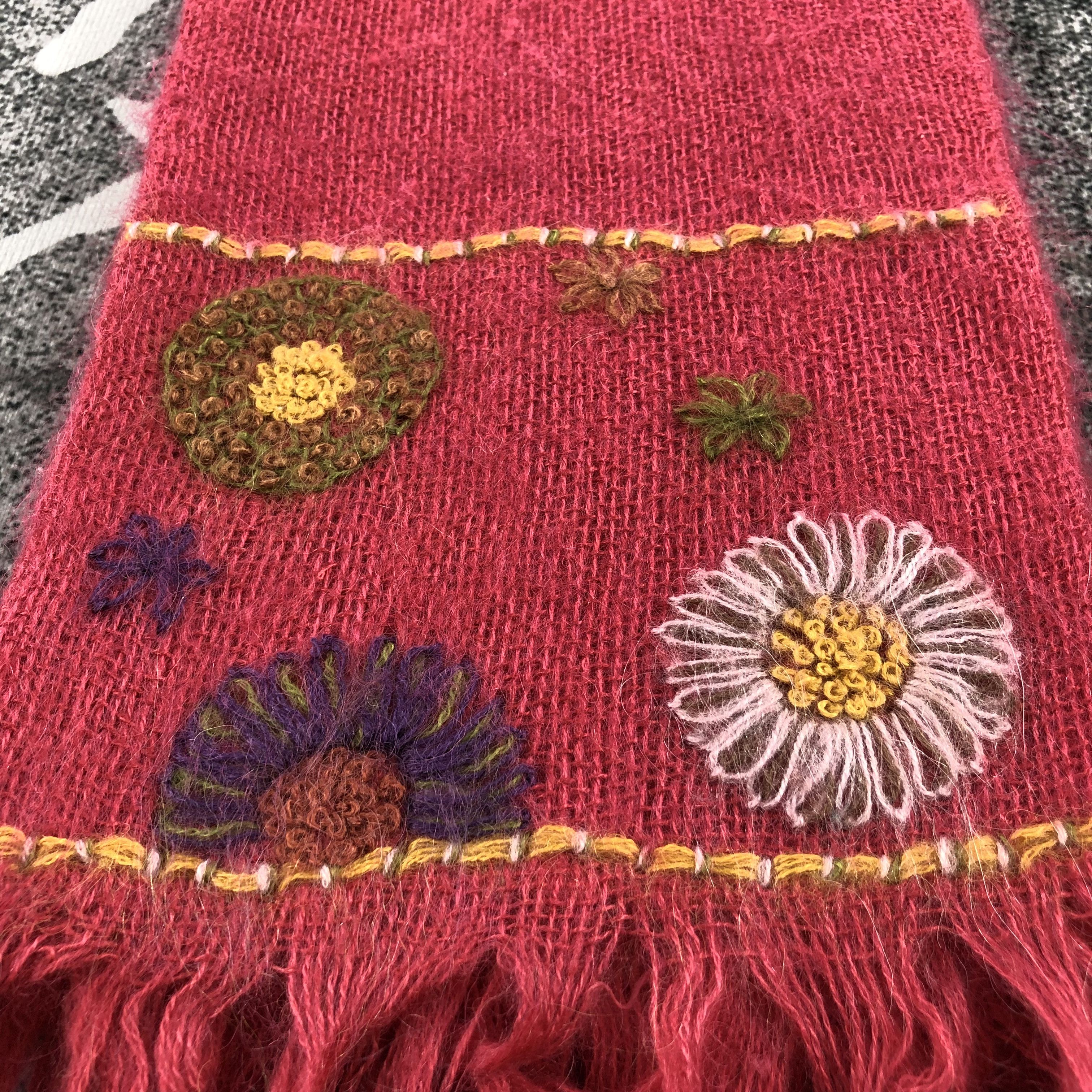 Japanese Brand Elle Lumiere Floral Mohair Scarf Muffler V591 Size ONE SIZE - 4 Thumbnail