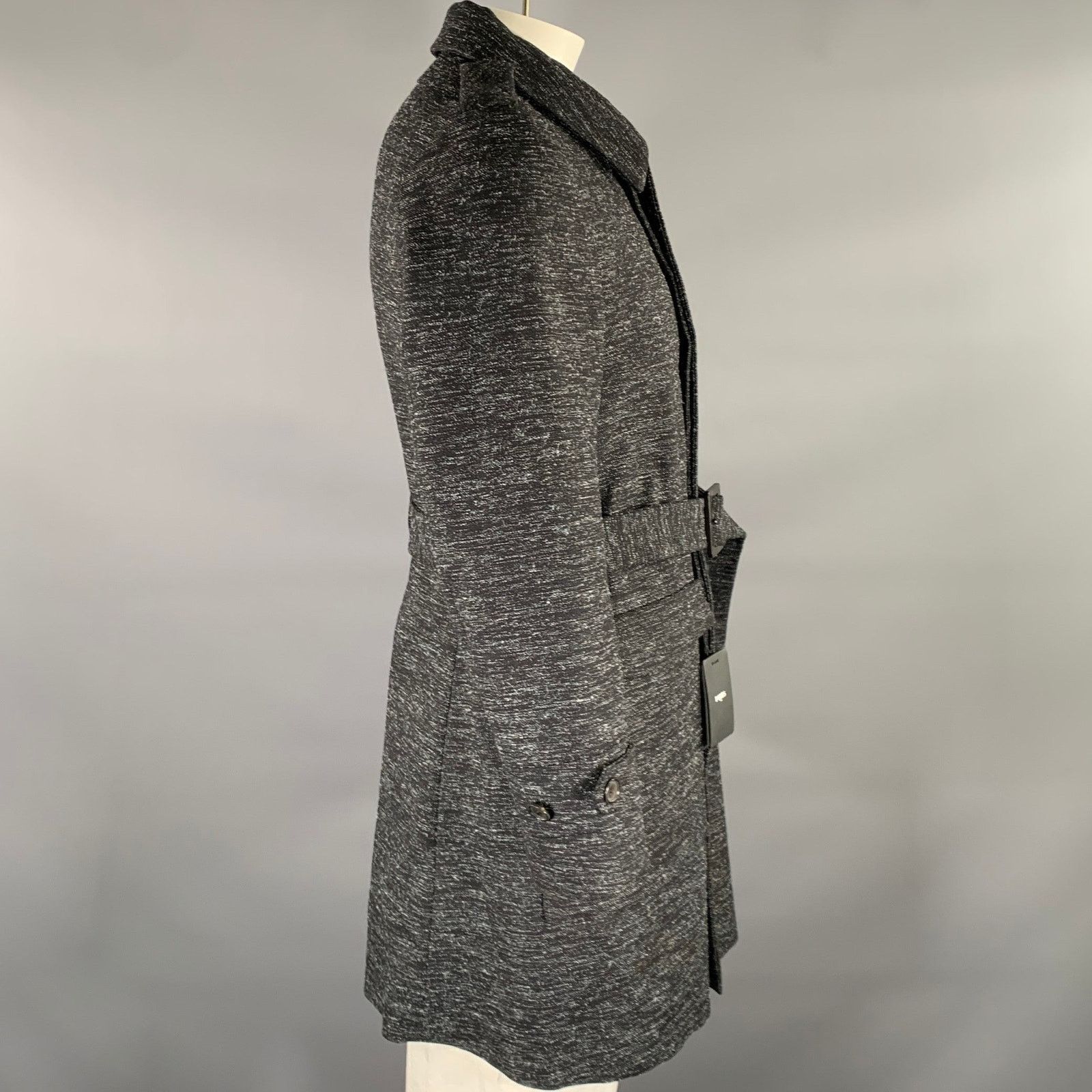 Ports 1961 PORTS 1961 Black White Heather Wool Blend Belted Coat Size US L / EU 52-54 / 3 - 3 Thumbnail