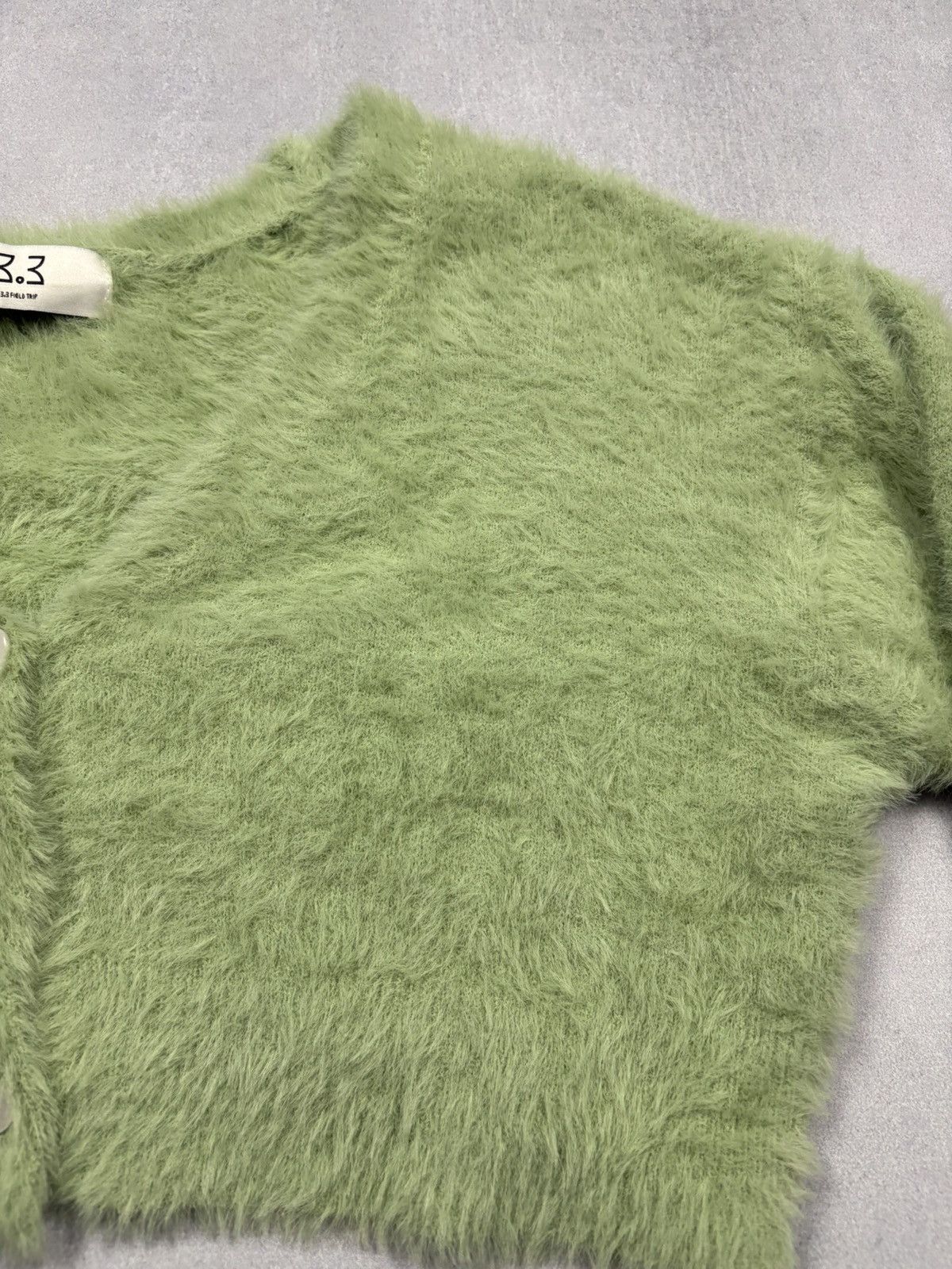 Japanese Brand 3.3 Field Trip Fuzzy Knit Cropped Cardigan Green Japan M Size US M / EU 48-50 / 2 - 6 Thumbnail