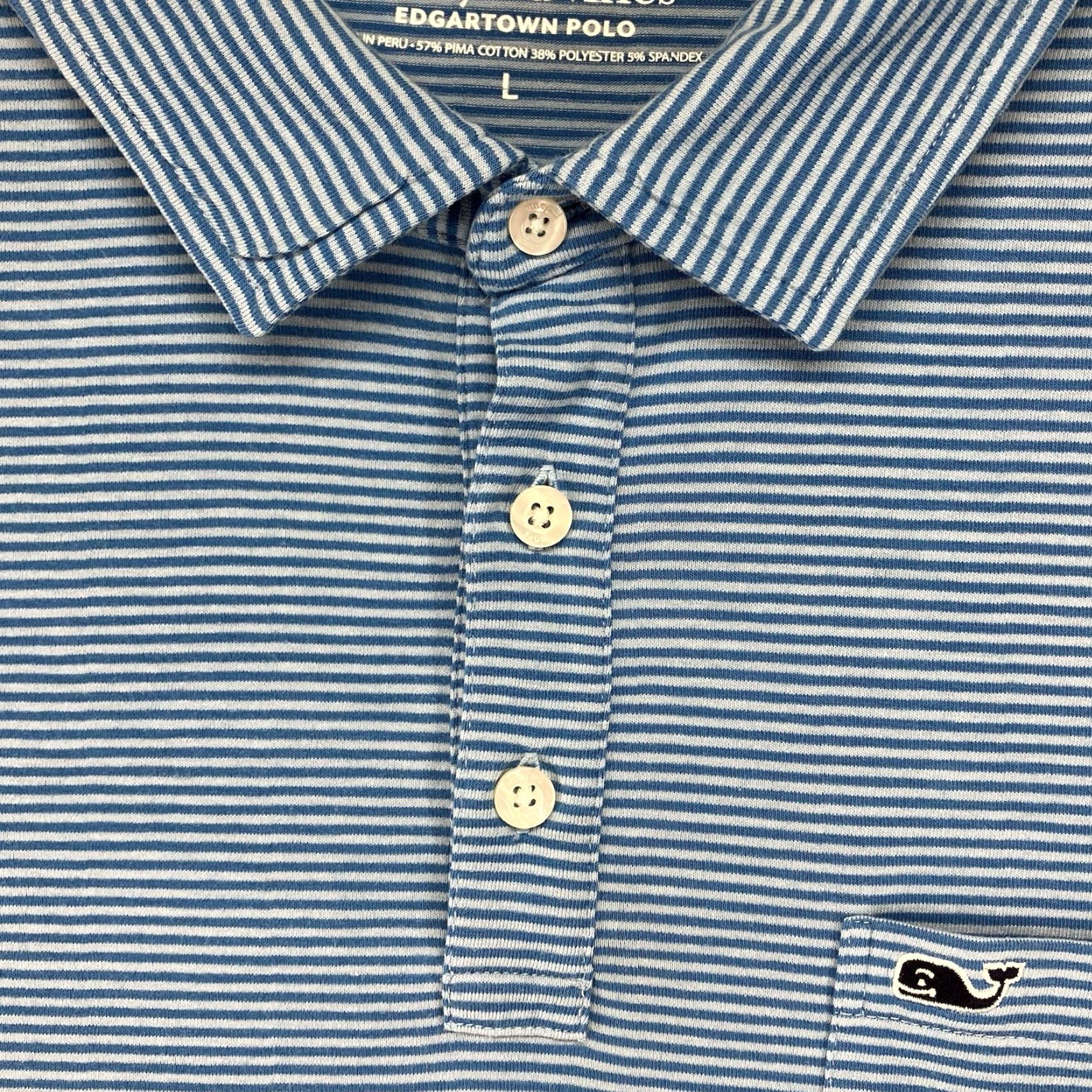 Vineyard Vines Vineyard Vines Polo Shirt Large Striped Edgartown Pocket Blue Regular Fit Short Sleeve Men Mens Shirt Size US L / EU 52-54 / 3 - 6 Thumbnail