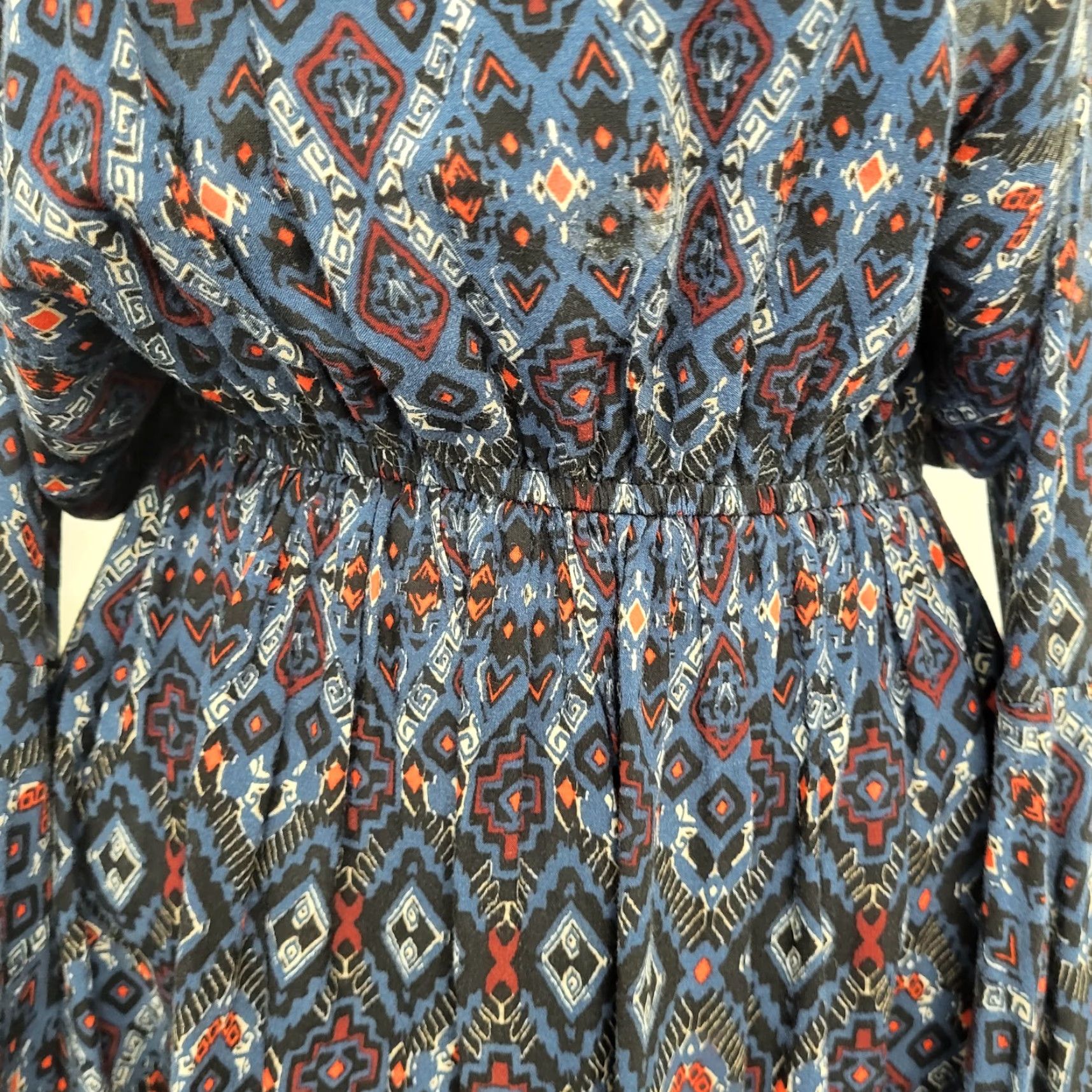 Abercrombie & Fitch Abercrombie & Fitch Dress Medium Blue Paisley Cold Shoulder Long Sleeve Dress Size M / US 6-8 / IT 42-44 - 5 Thumbnail