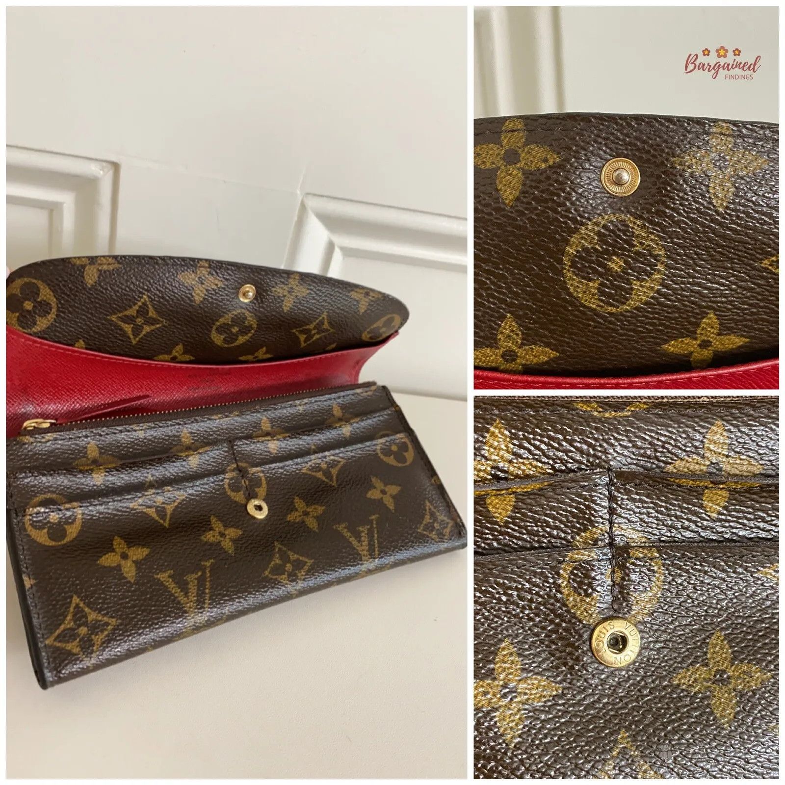 Louis Vuitton Louis Vuitton Monogram Canvas Leather Red Emilie Long Wallet Size ONE SIZE - 10 Thumbnail