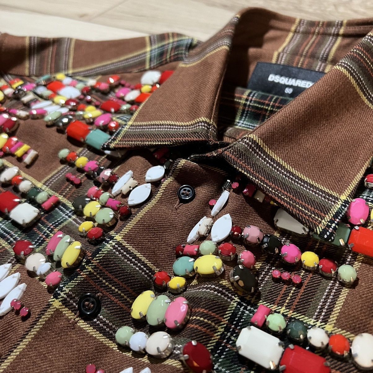 Dsquared2 Dsquared2 Brown Flannel Jacket Embellished Jewels Size US M / EU 48-50 / 2 - 6 Thumbnail