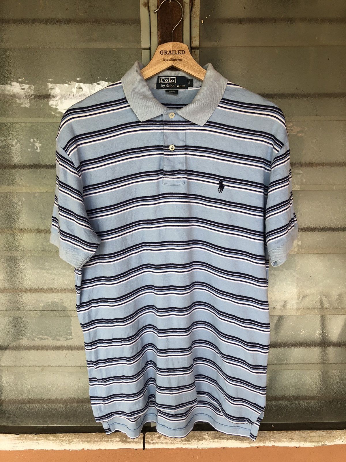 Polo Ralph Lauren Vintage Polo Ralph Lauren Stripe Blue Harizontal Collar Tee Size US S / EU 44-46 / 1 - 2 Thumbnail