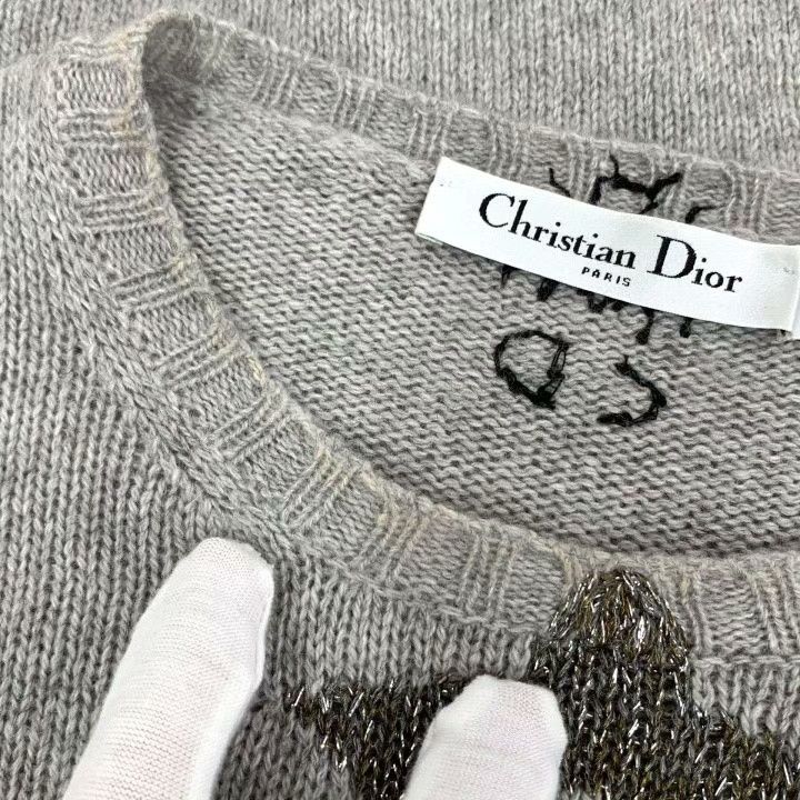Dior Dior Gray Star Moon Embroidery Cashmere Sweater Size US M / EU 48-50 / 2 - 9 Thumbnail