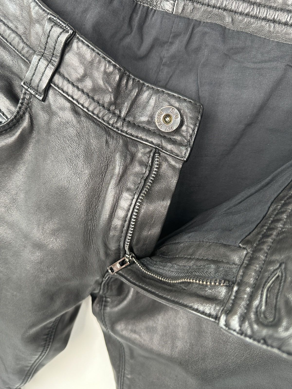Diesel Y2K DIESEL 100% Leather Black Pants size 29 Vintage Size 29" - 16 Thumbnail
