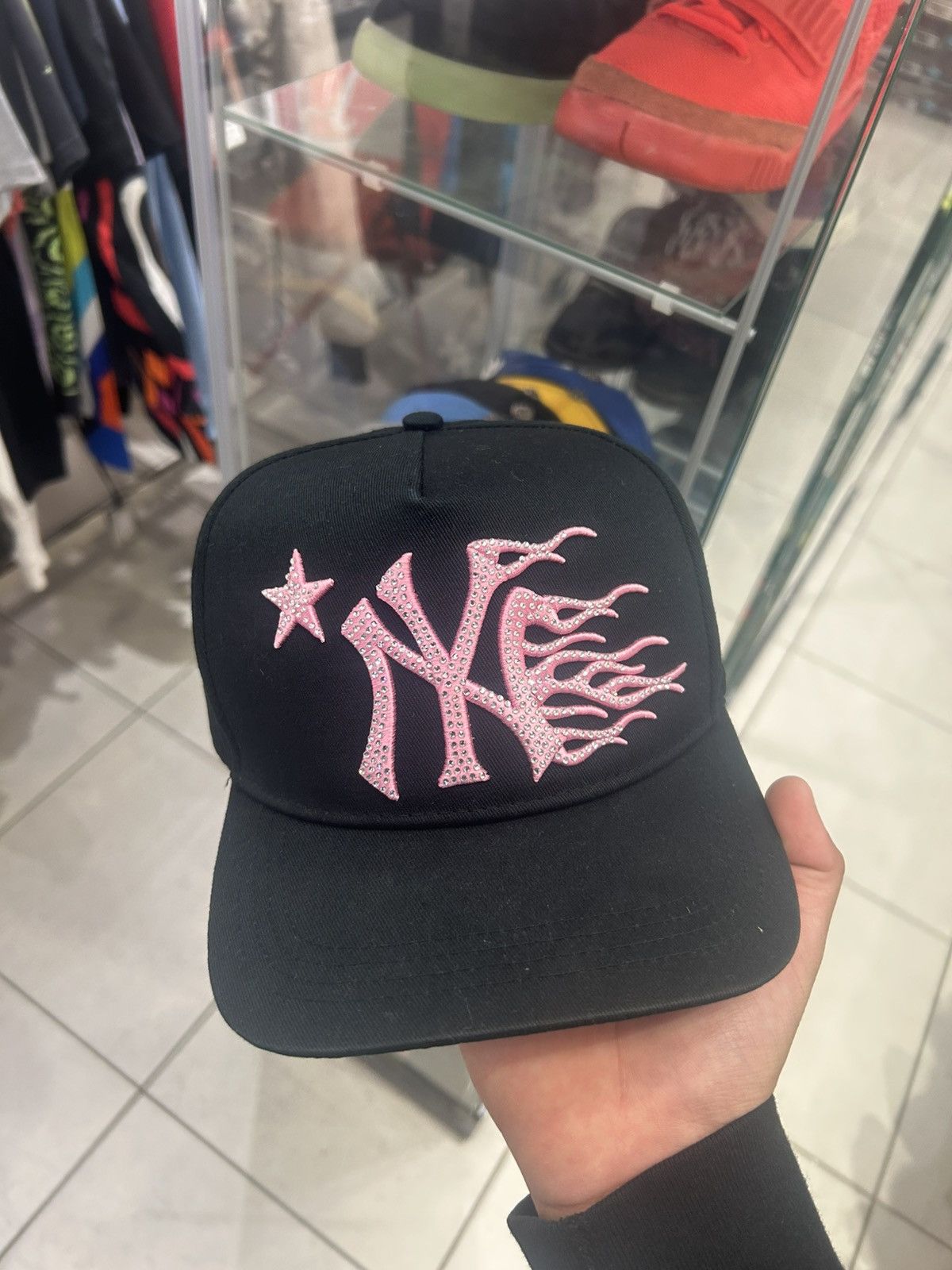 HELLSTAR Hellstar NY rhinestone hat black/pink Size ONE SIZE - 2 Thumbnail