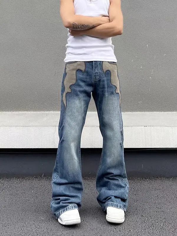VIBE Vintage flame embroidered washed micro-flared jeans Size US 34 / EU 50 - 5 Thumbnail