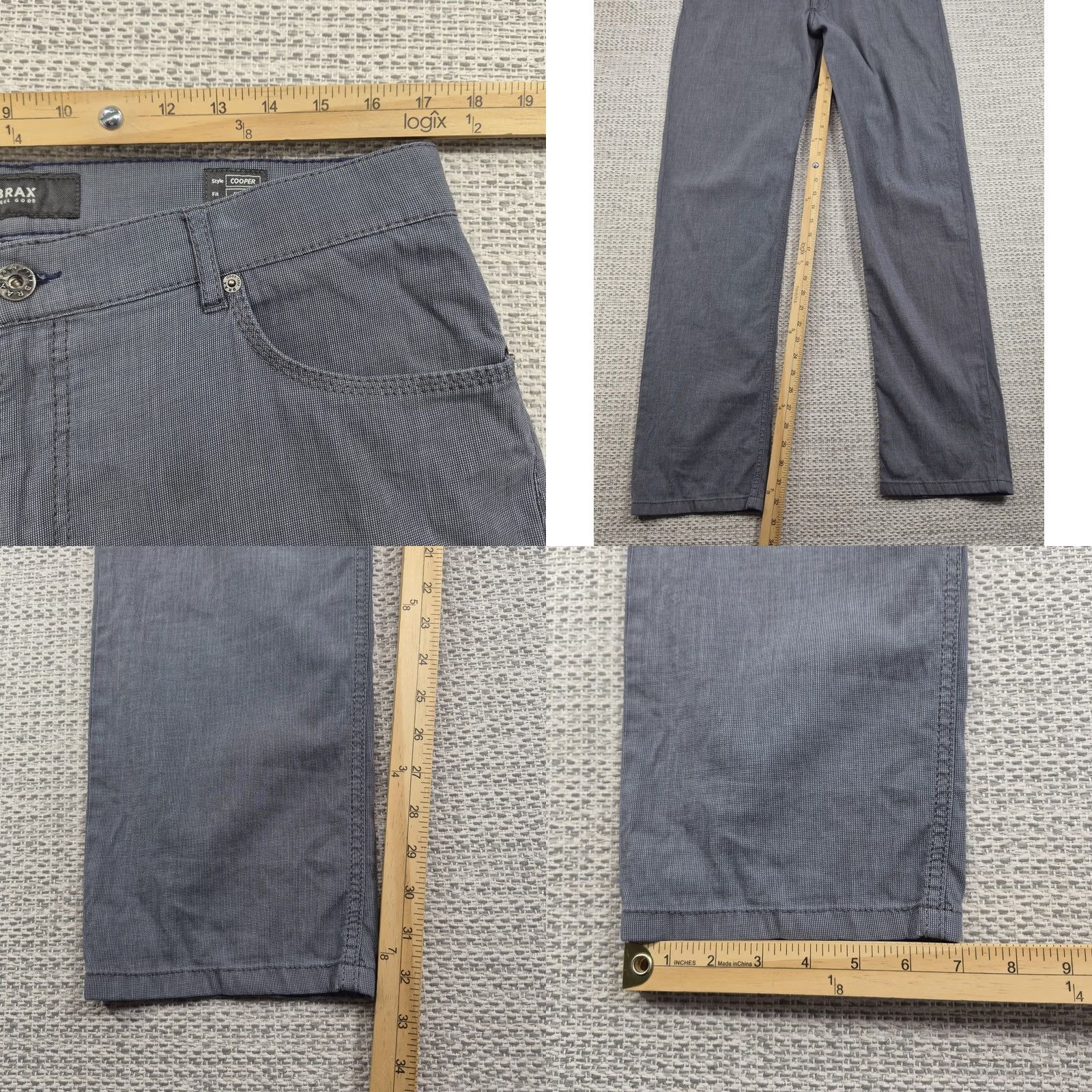 BRAX Brax Cooper Pants Mens 36x34 Gray Chino Regular Fit 5 Pocket Casual Flat Front Zip Fly Logo 90s Hipster USA Mens Size US 36 / EU 52 - 8 Thumbnail