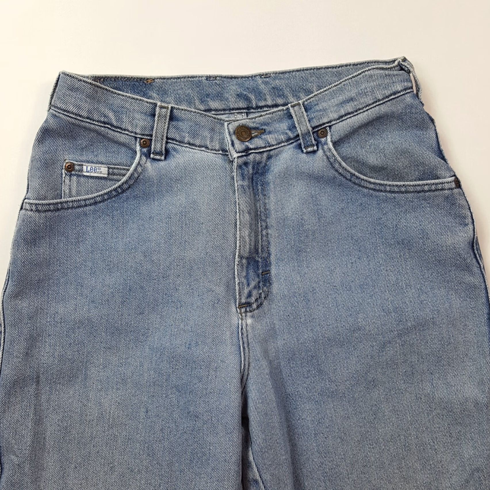Lee VINTAGE Lee Western Jeans Womens 10 Distressed Denim Blue 28x31 80s 90s Retro Workwear Tapered Faded Distressed Pockets Button Jeans Womens Size 32" / US 10 / IT 46 - 5 Thumbnail