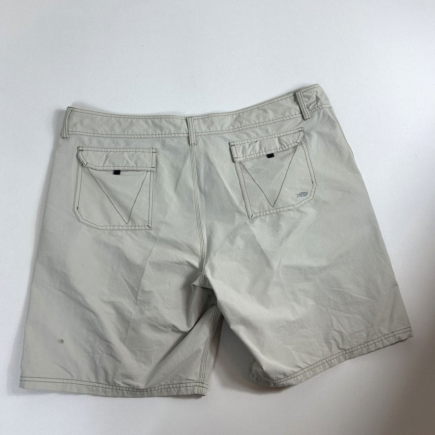 Vintage AFTCO Shorts Men's 42 Tan Khaki Cargo Fishing Pockets Nylon Stretch Outdoor - Regular Size US 42 / EU 58 - 2 Thumbnail