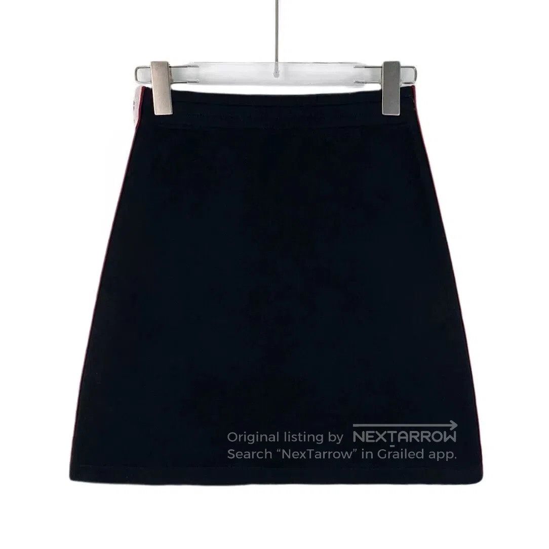 Miu Miu Miu Miu Black Side Stripe Cotton Skirt. Size 23" - 2 Thumbnail