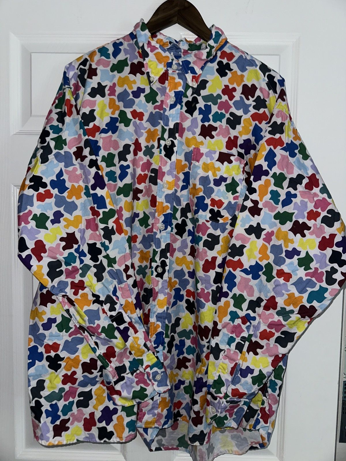 image of Gitman Bros Multicolor Frogskin Camo Button Up, Men's (Size 2XL)