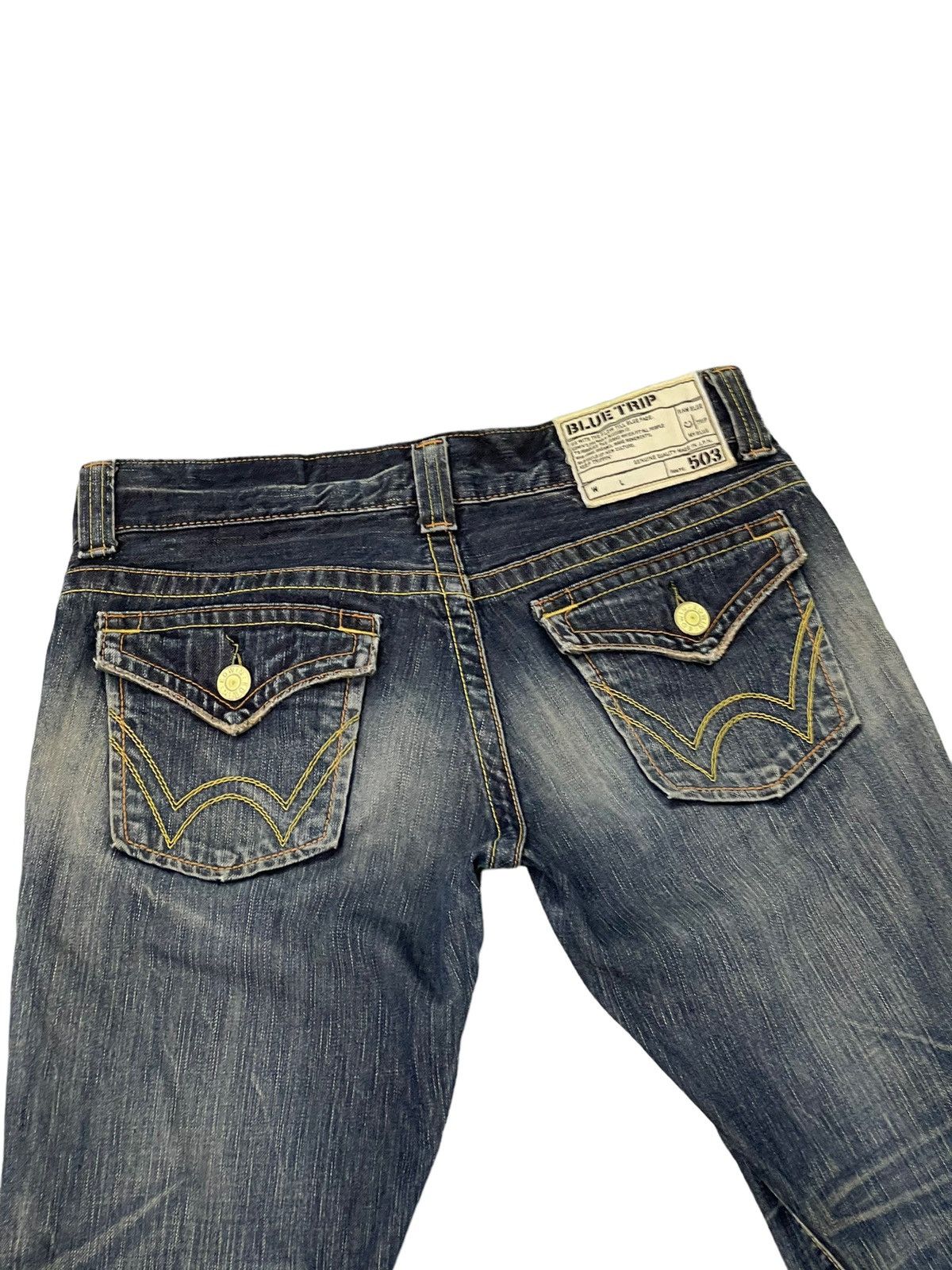 Japanese Brand Flare Jeans Edwin Japan Distress Low Rise Boot Cut 7🟦0 Size US 30 / EU 46 - 17 Thumbnail