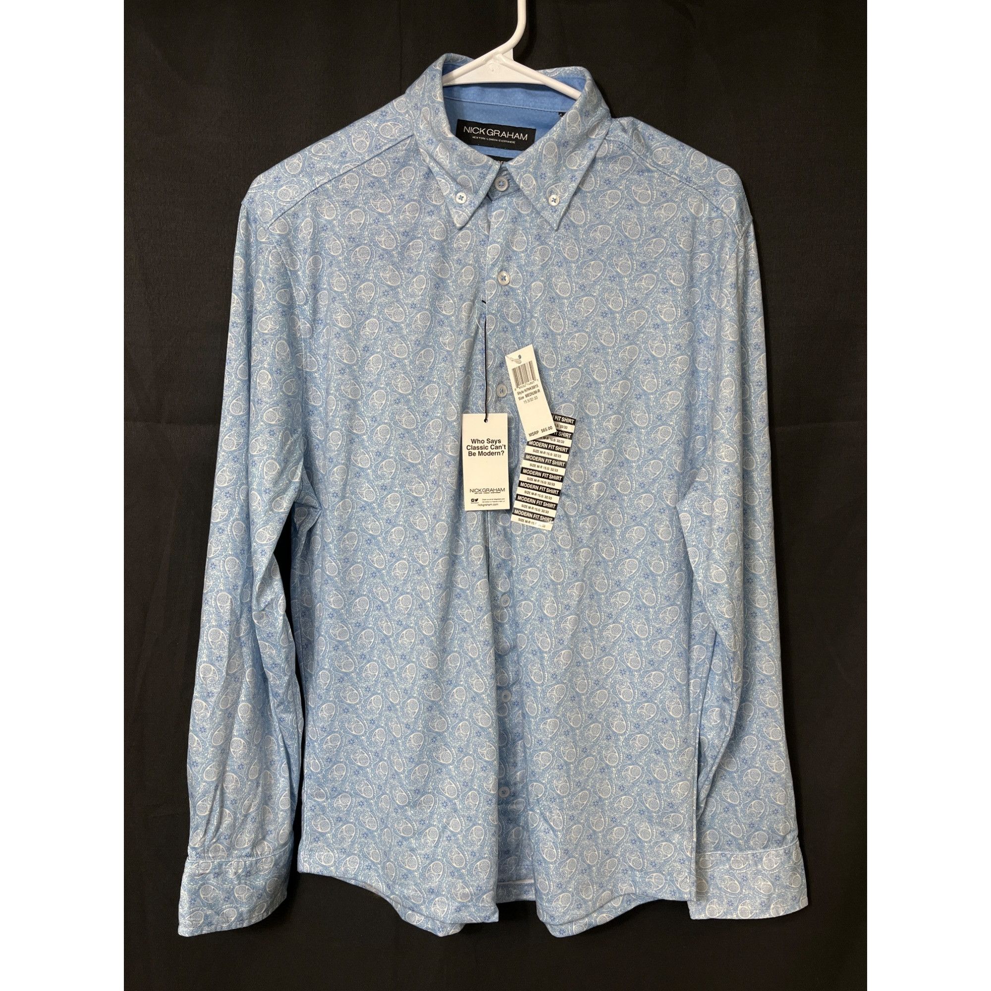 Designer Nick Graham SKU 7844 Mens Light blue Stretch Modern Fit Long Size US M / EU 48-50 / 2 - 1 Thumbnail