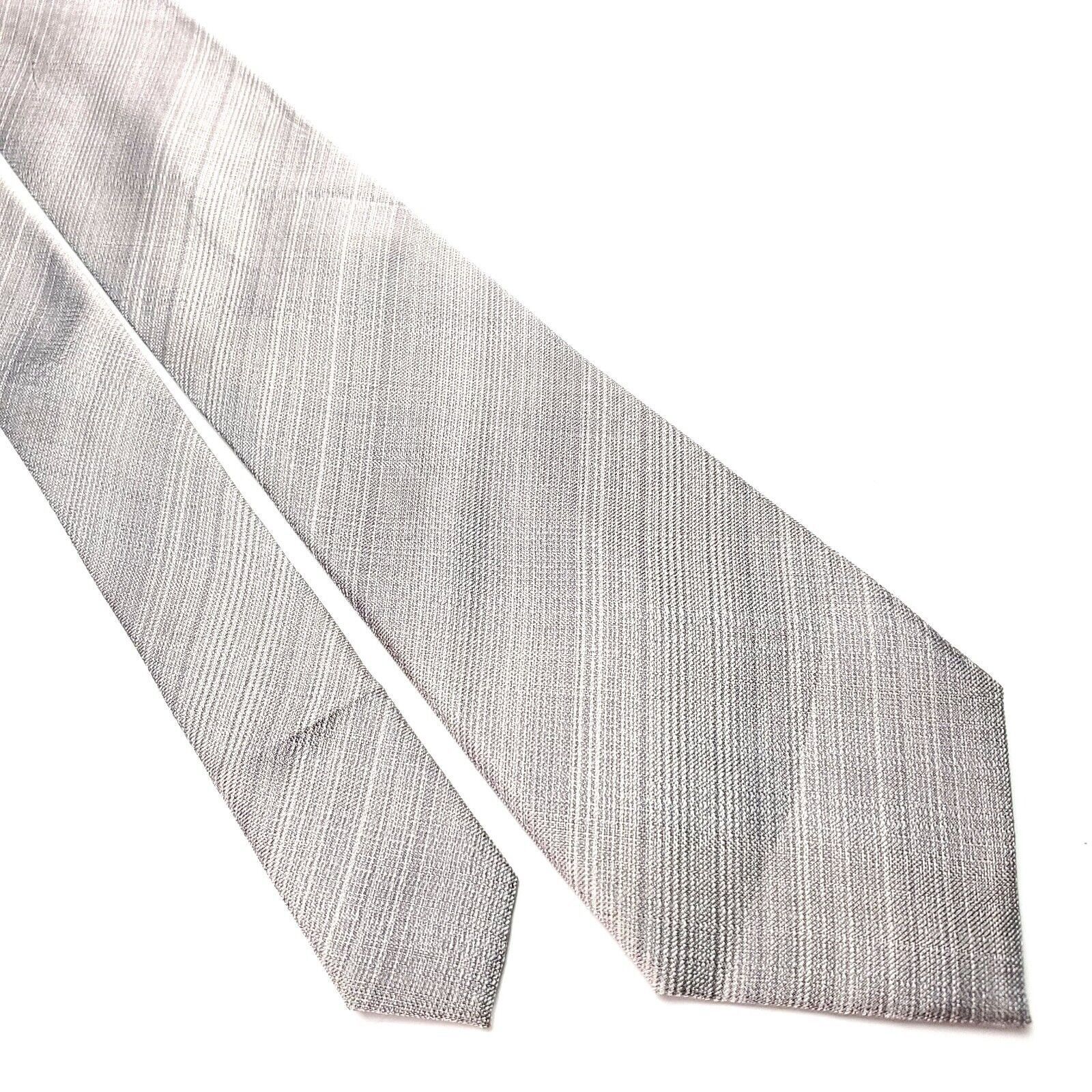 Kenneth Cole Kenneth Cole Reaction Silk Tie Silver Beige Woven Striped Size ONE SIZE - 1 Thumbnail