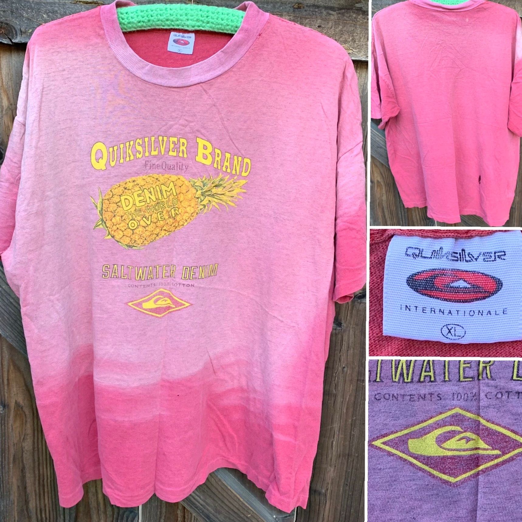 Quiksilver VINTAGE Quicksilver Brand Denim the World Over Saltwater Denim T-Shirt XL Mens Graphic Print 90s Beach Size US XL / EU 56 / 4 - 3 Thumbnail