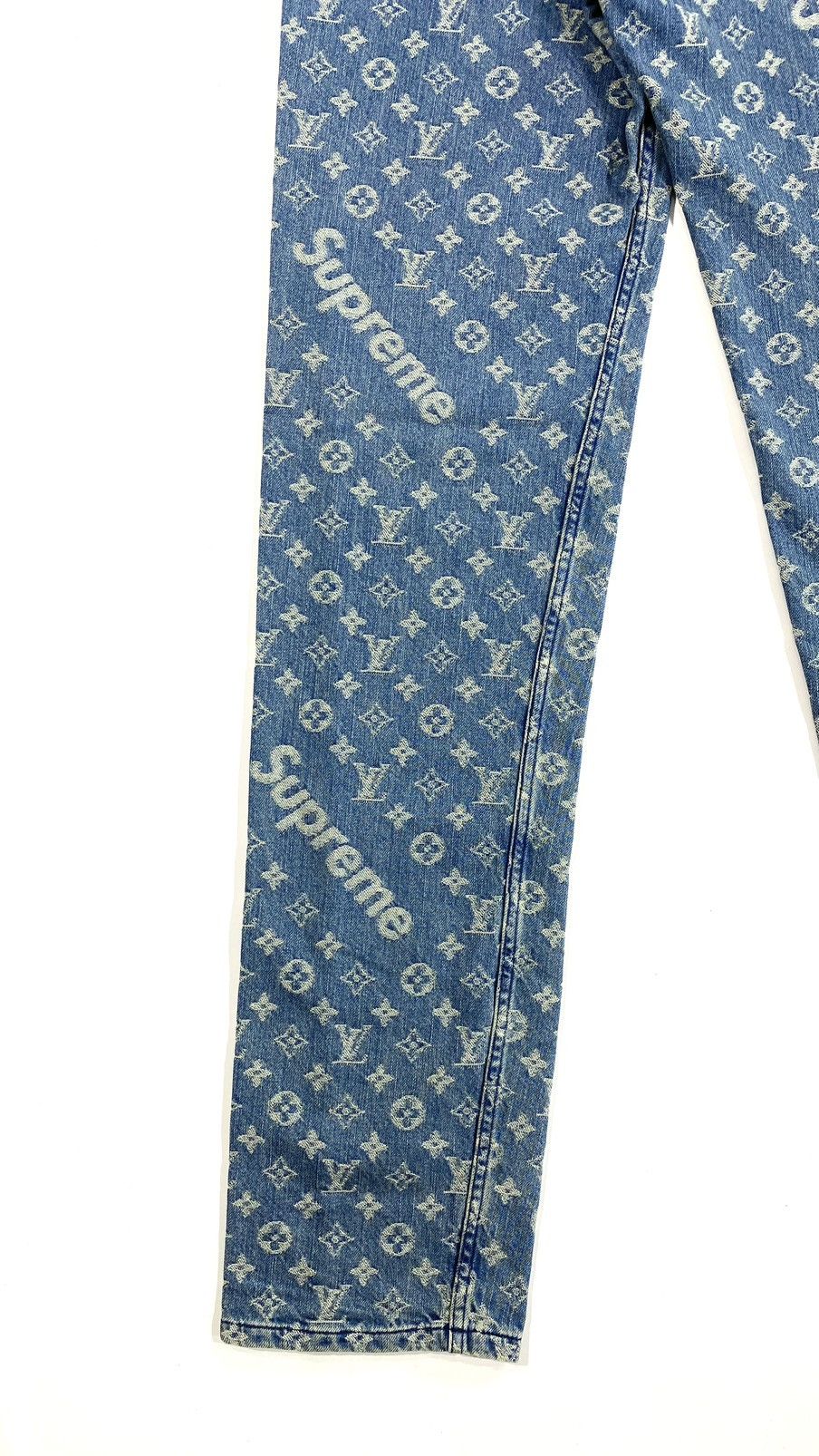 Louis Vuitton × Supreme Louis Vuitton X SUPREME Denim Jeans 27 blue monogram Size US 27 - 4 Thumbnail